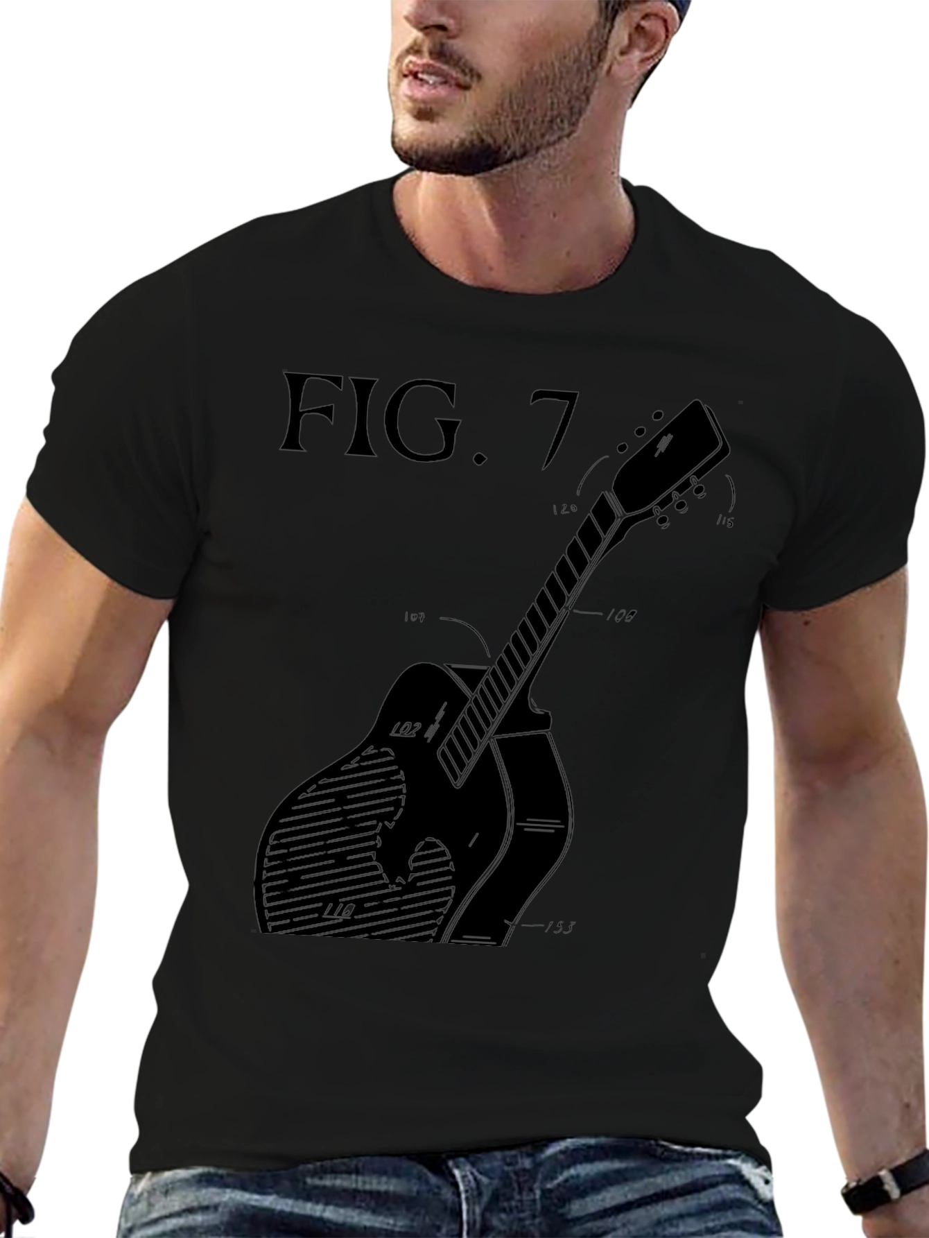 Guitar Blueprint T-Shirt - Black