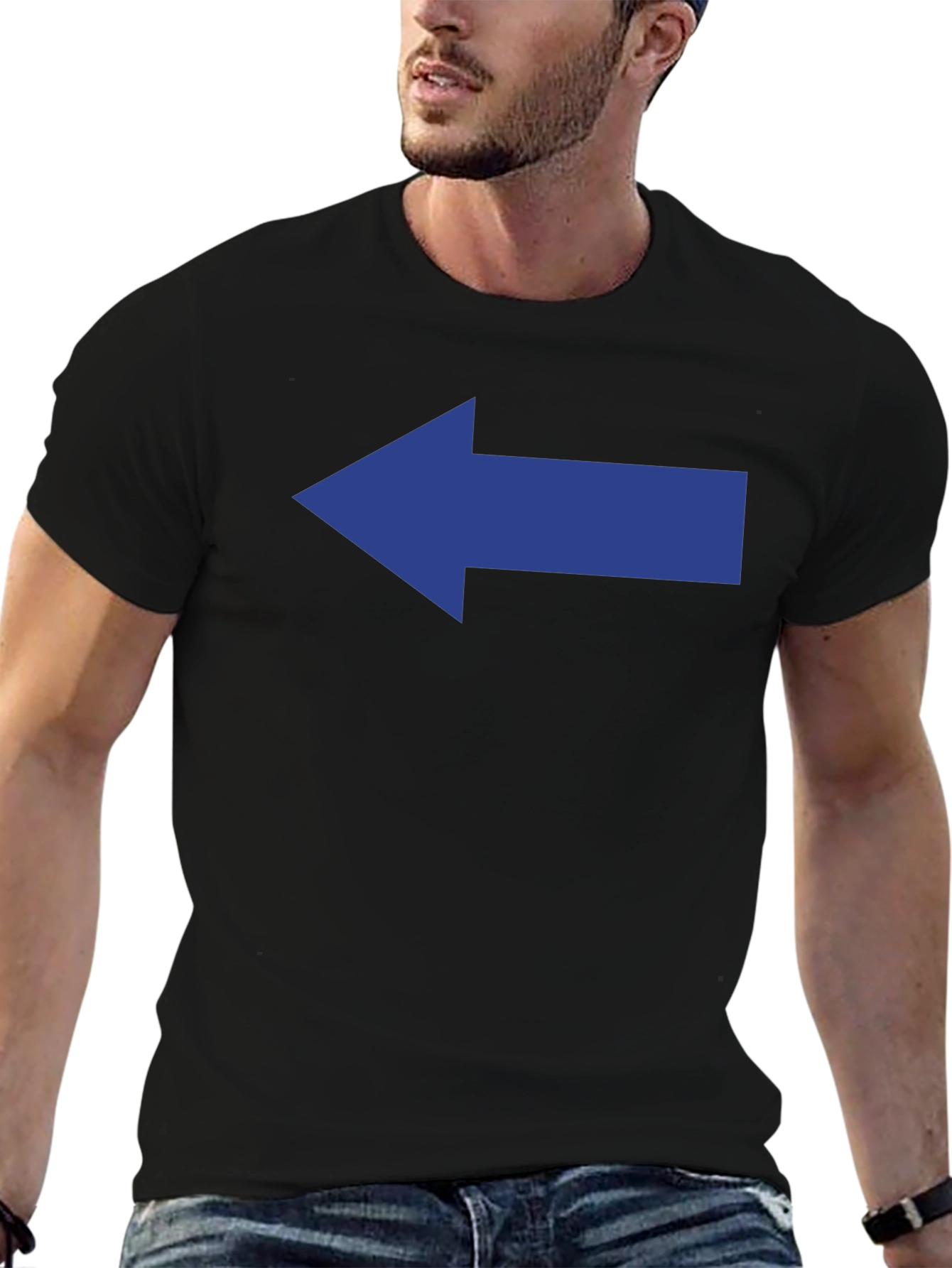Left Arrow Graphic Tee - Mens Black Cotton T-Shirt