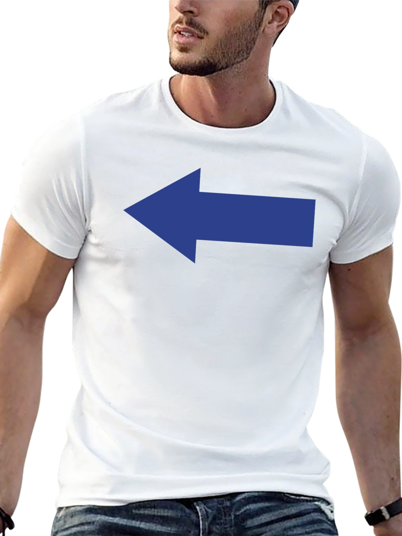 Left Arrow Graphic Tee - Mens Black Cotton T-Shirt