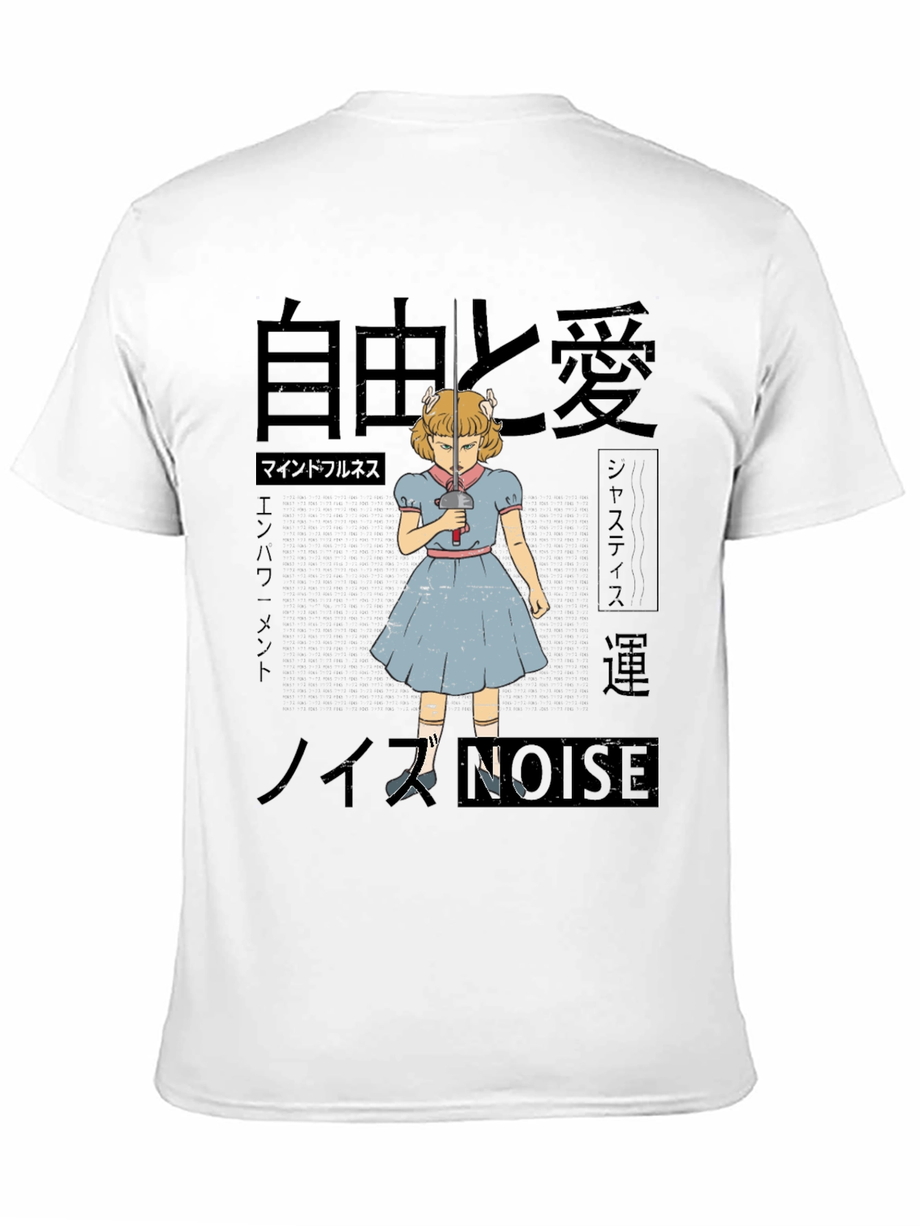 Anime Girl with Sword T-Shirt - Black