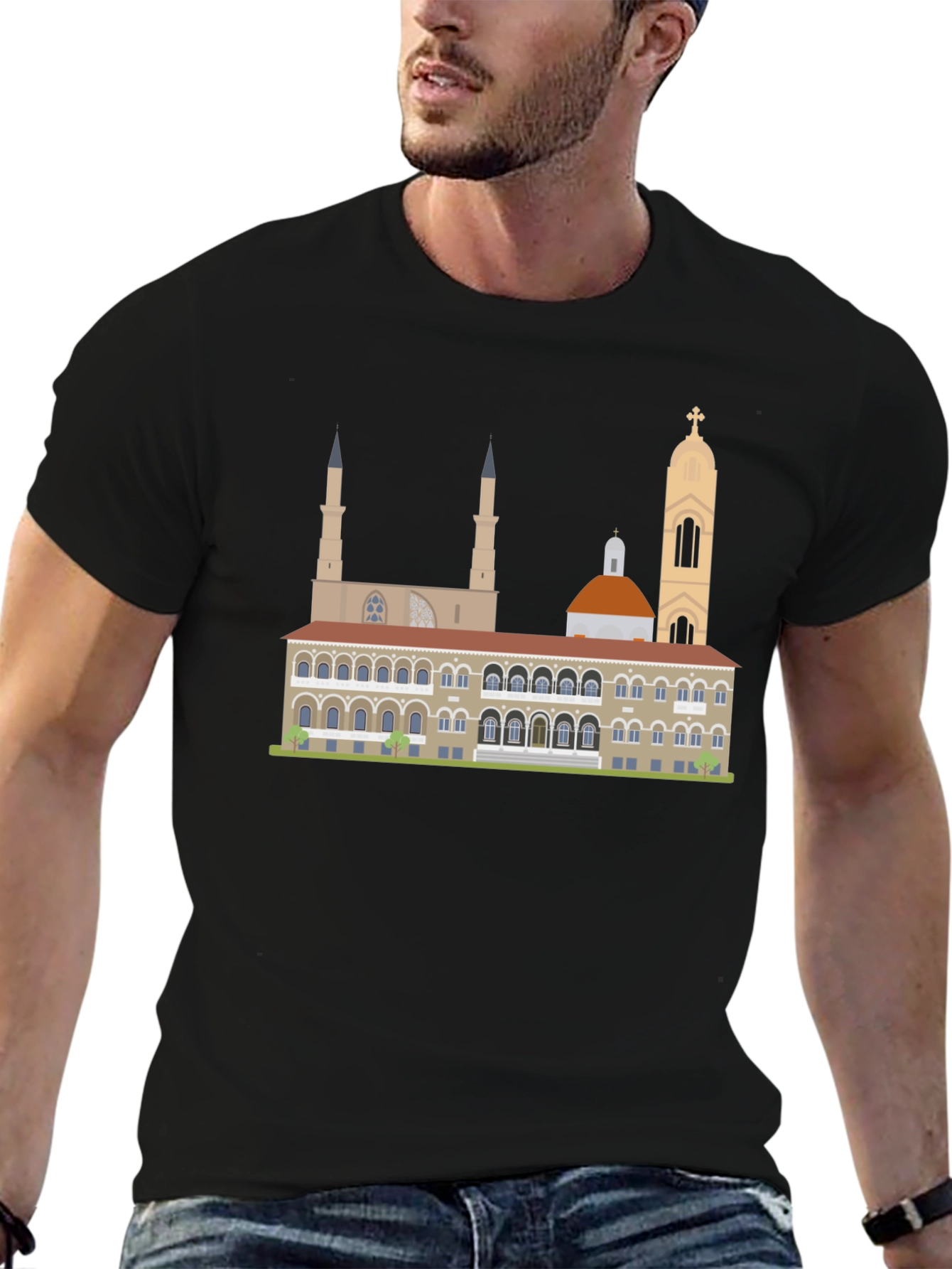 Dubrovnik Landmark Graphic Tee - Black