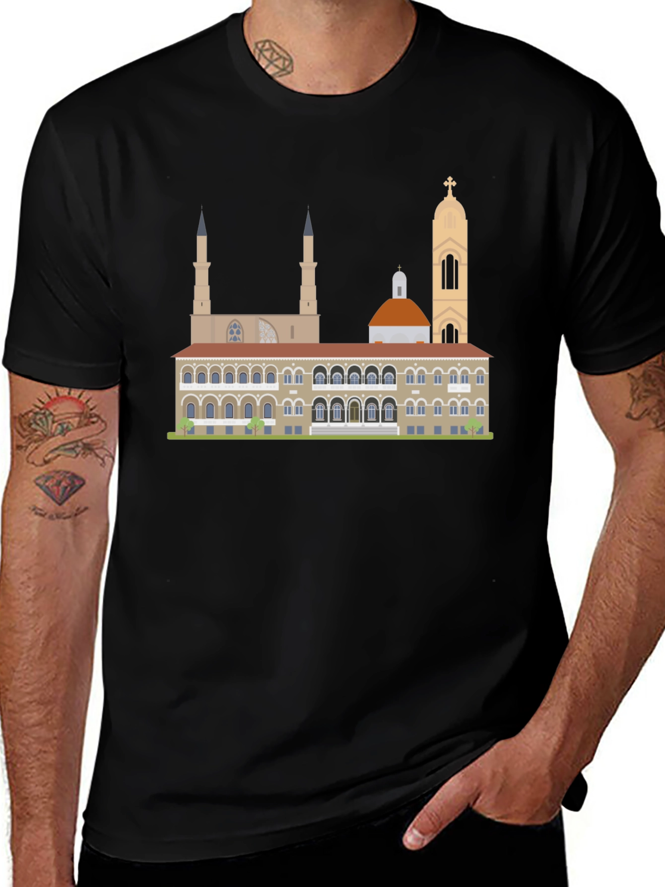 Dubrovnik Landmark Graphic Tee - Black