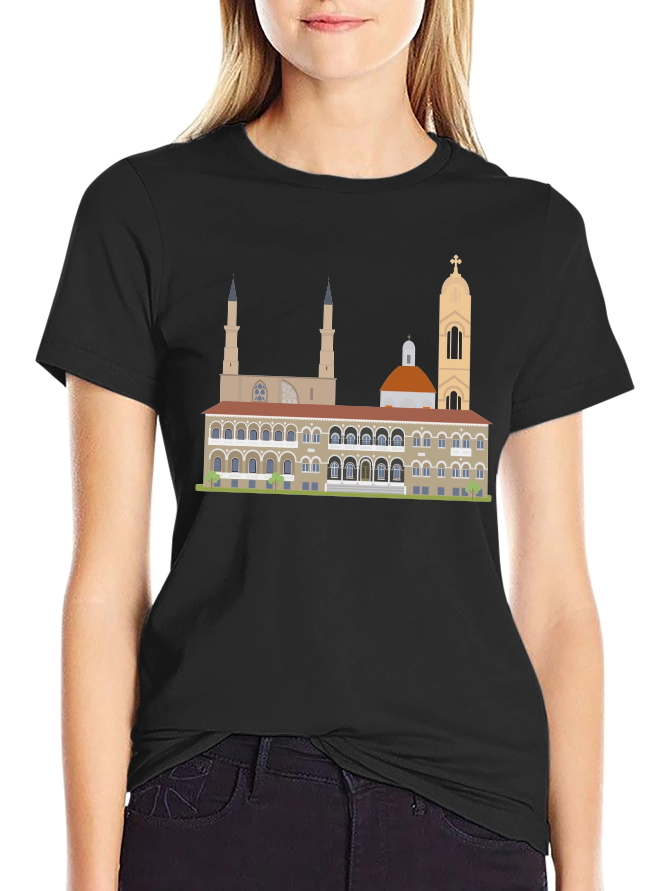 Dubrovnik Landmark Graphic Tee - Black