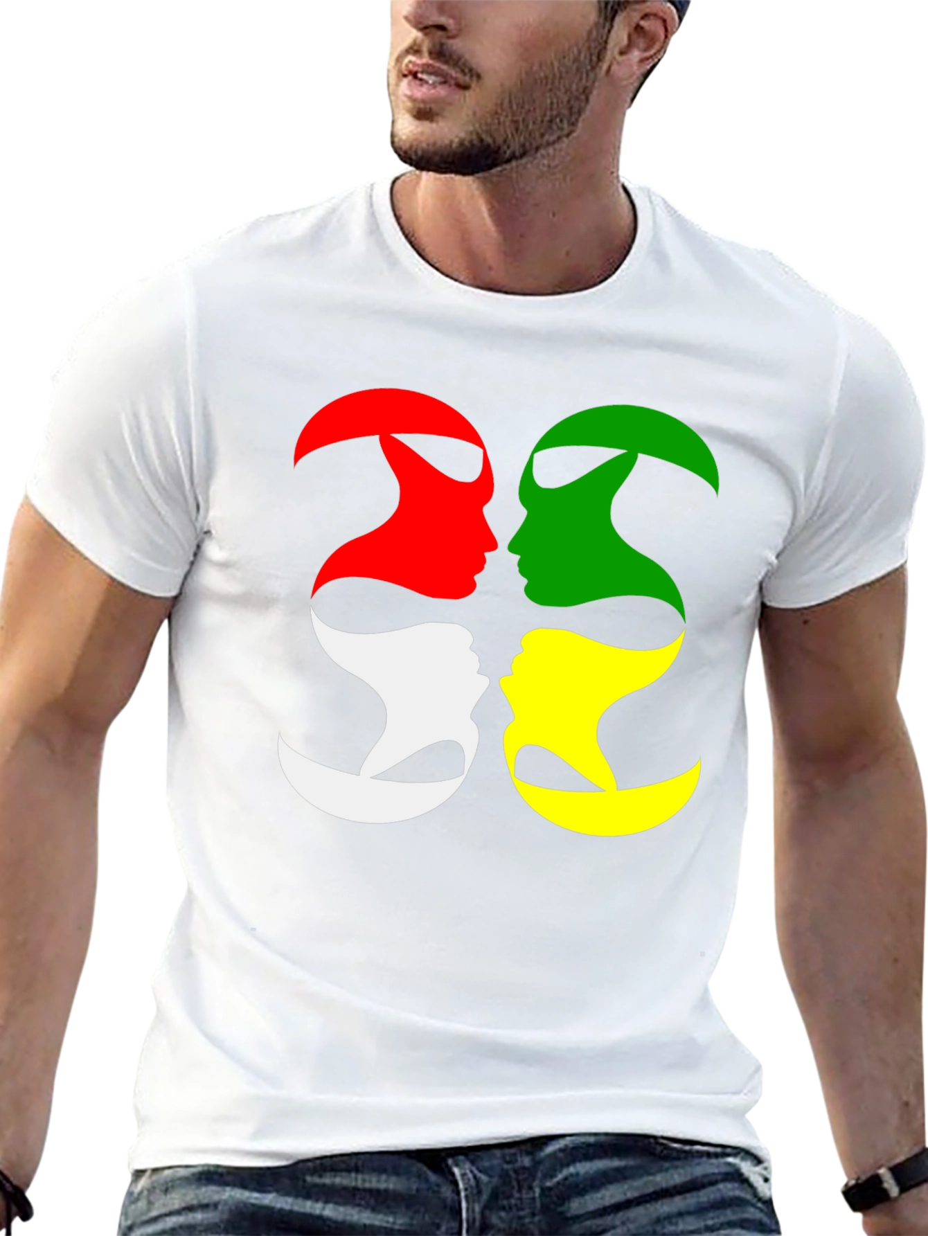 Abstract Face Silhouette Graphic T-Shirt