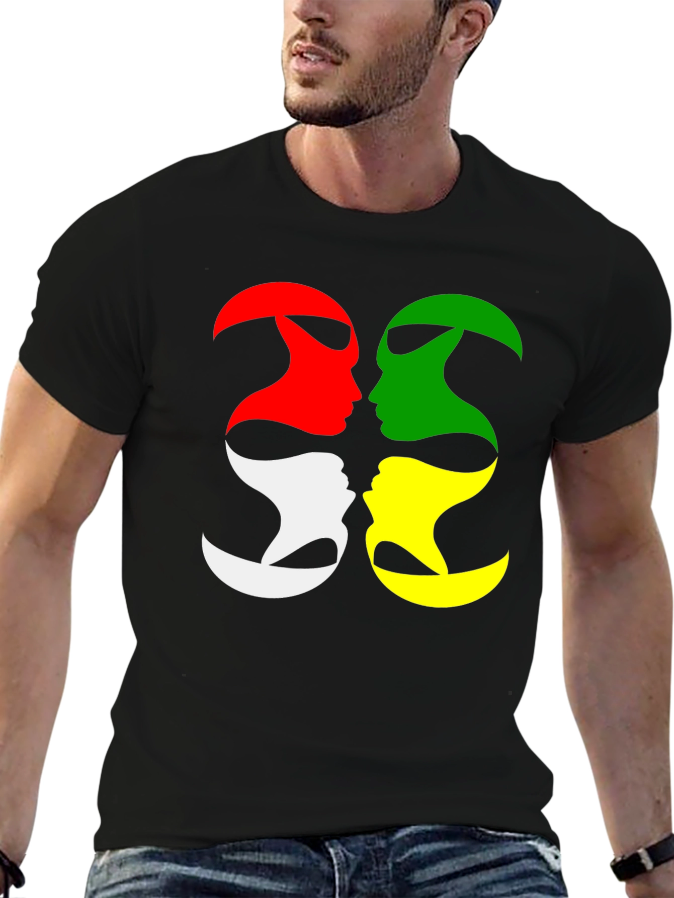 Abstract Face Silhouette Graphic T-Shirt