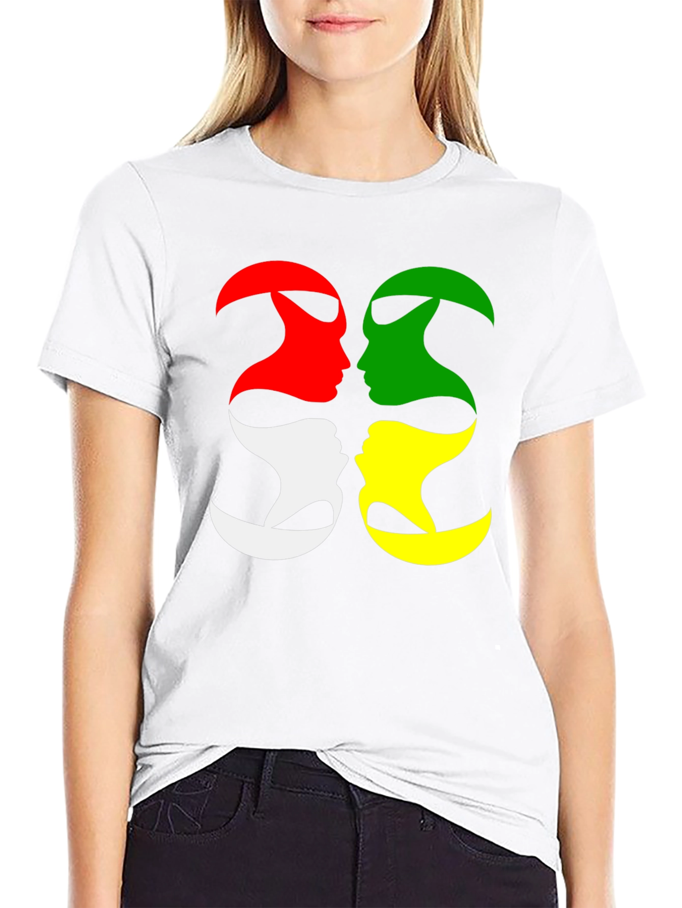 Abstract Face Silhouette Graphic T-Shirt
