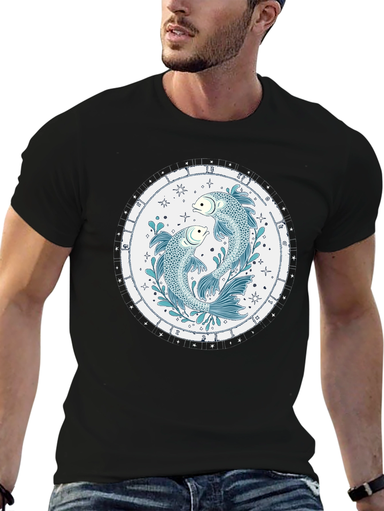 Pisces Zodiac Sign Black T-Shirt