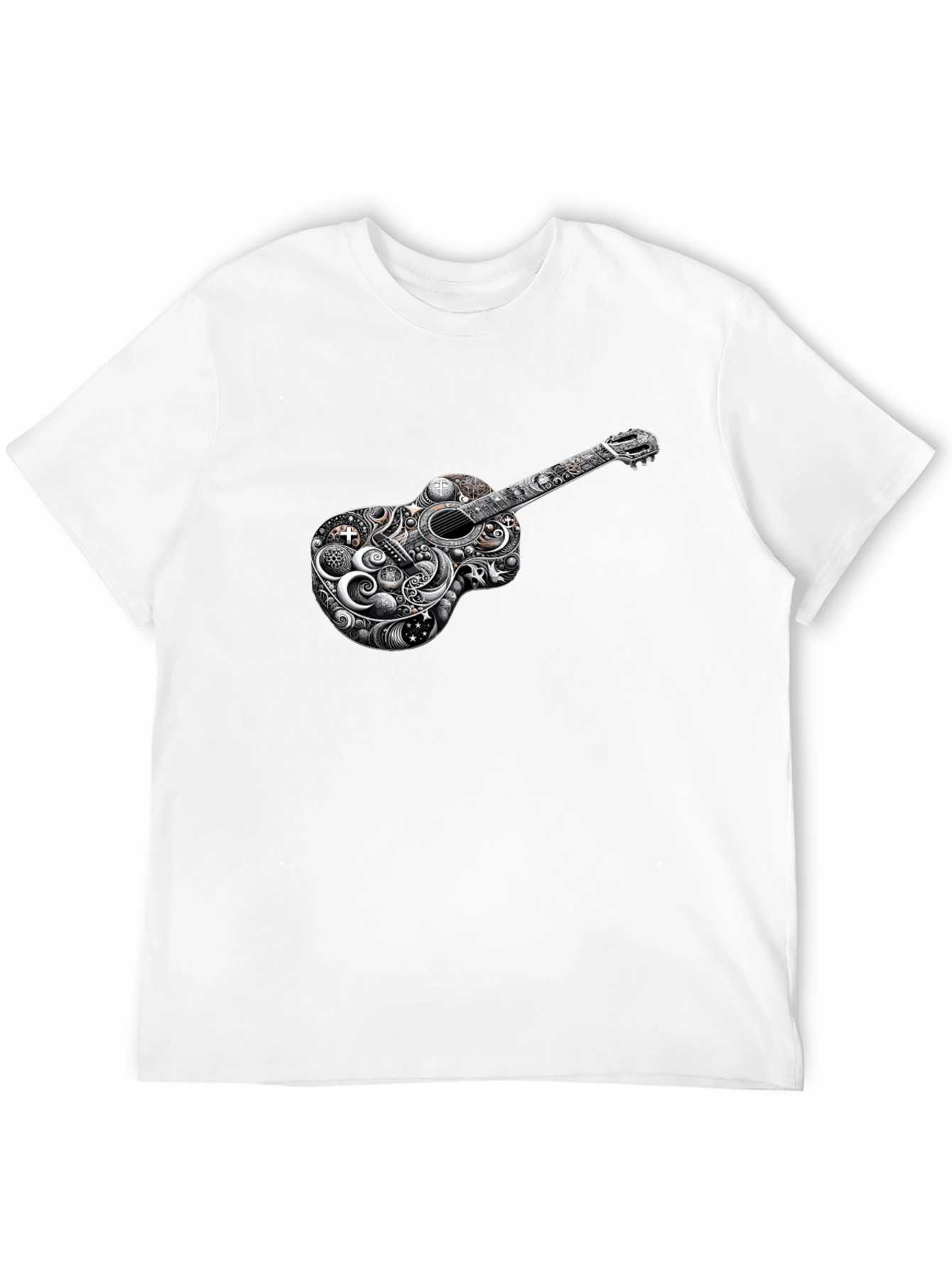 Guitar Art Black T-Shirt Unique Design