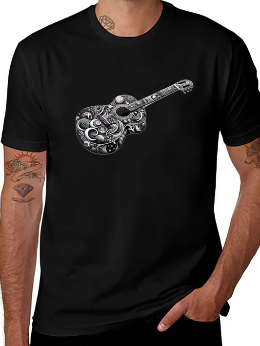 Guitar Art Black T-Shirt Unique Design
