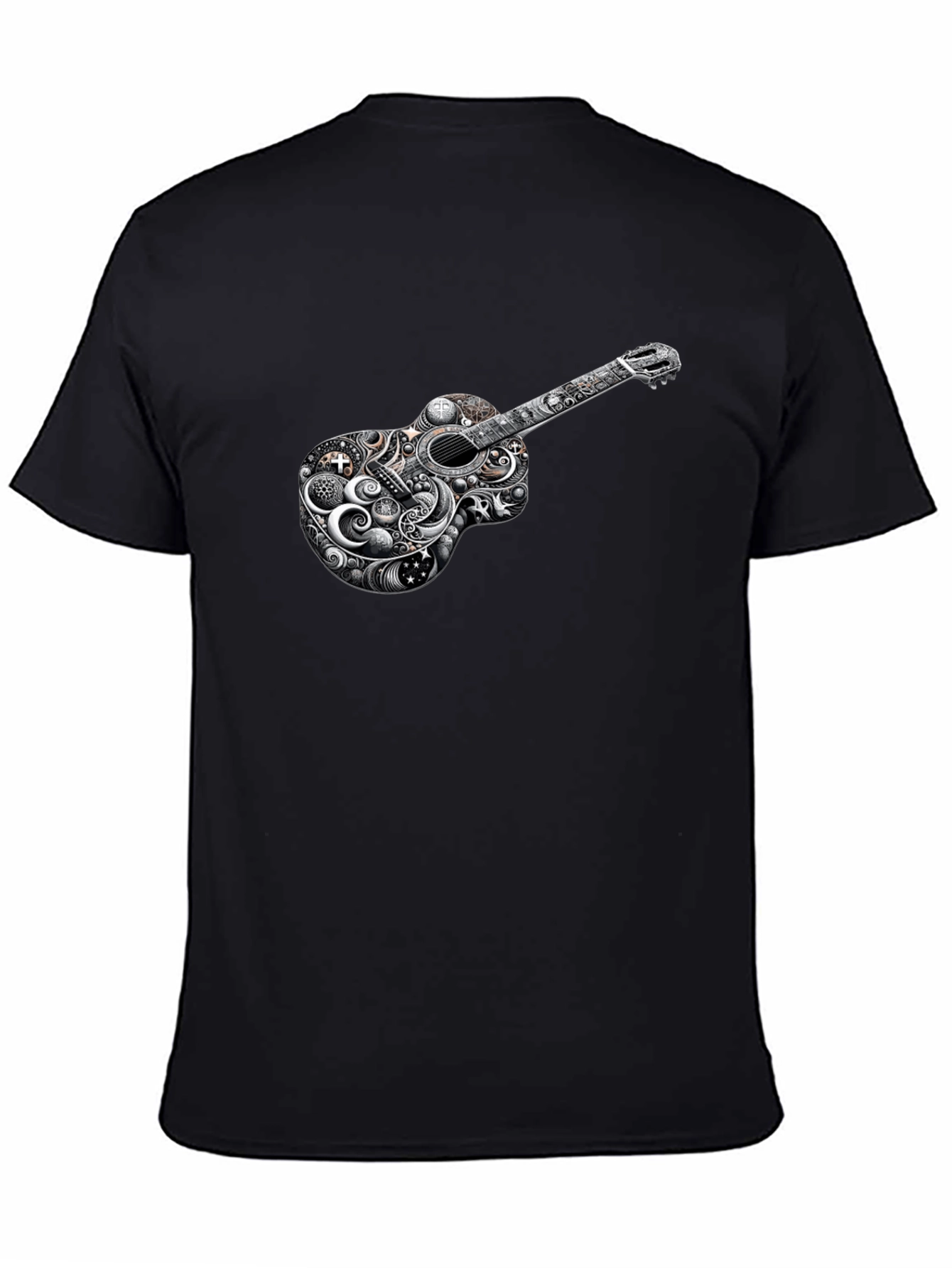 Guitar Art Black T-Shirt Unique Design