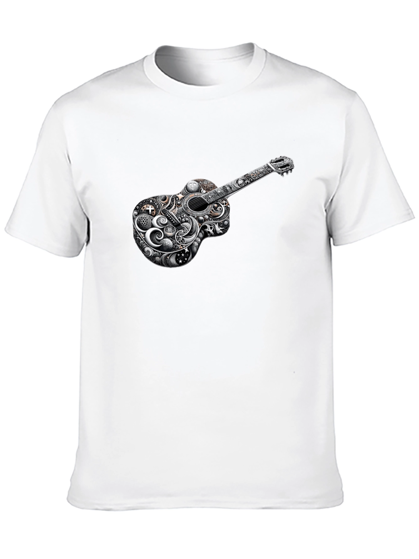 Guitar Art Black T-Shirt Unique Design