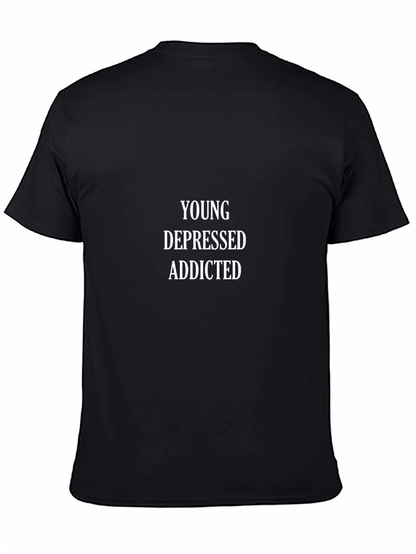 Young Depressed Addicted Black Graphic Tee
