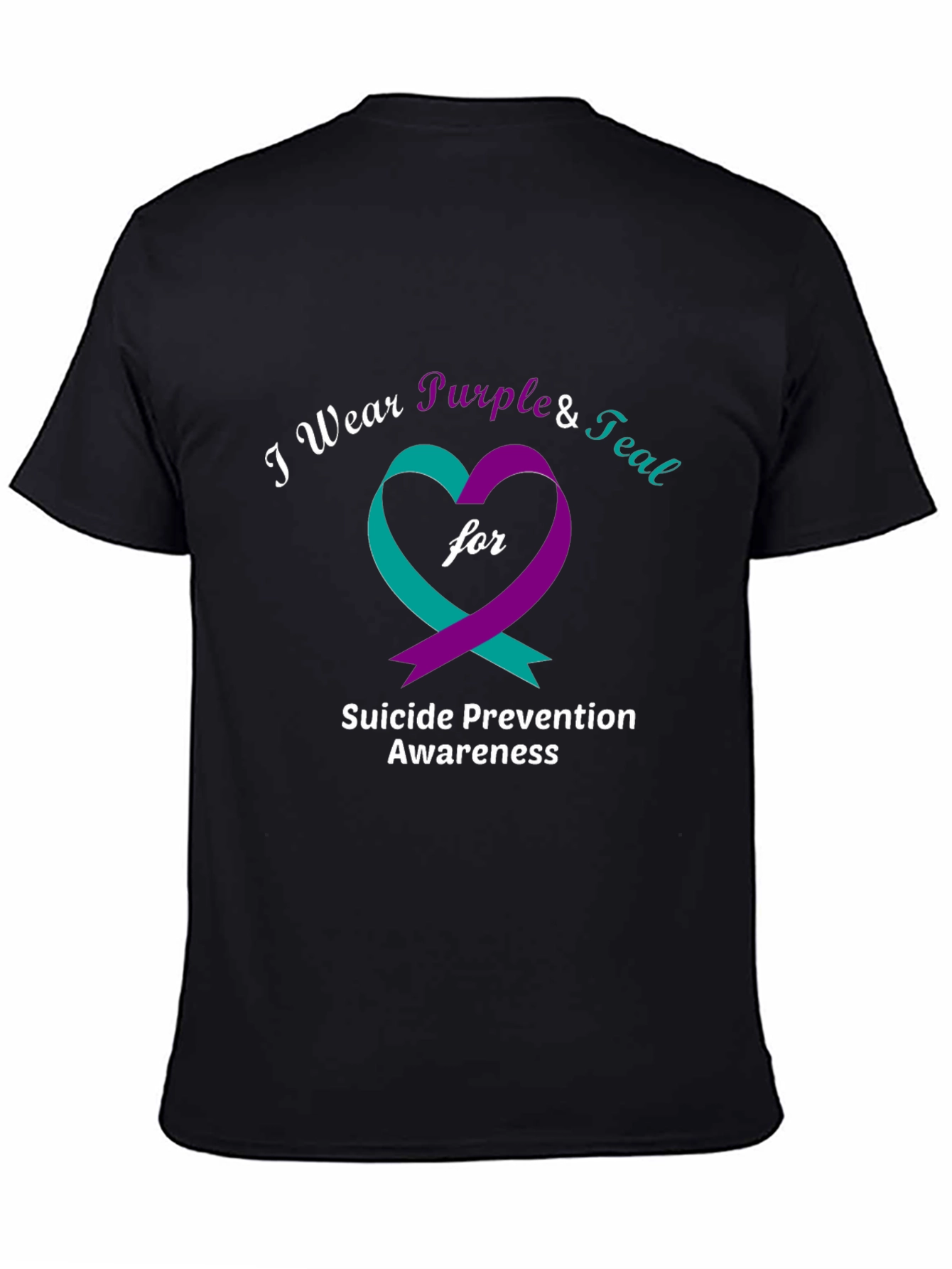 Suicide Prevention Awareness Purple & Teal Heart T-Shirt