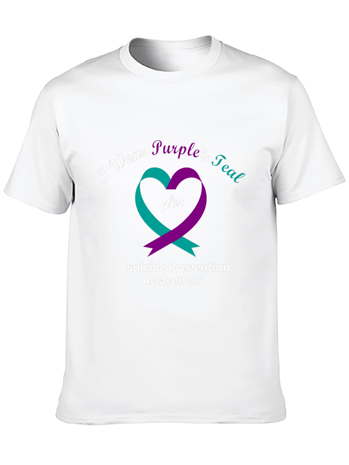 Suicide Prevention Awareness Purple & Teal Heart T-Shirt
