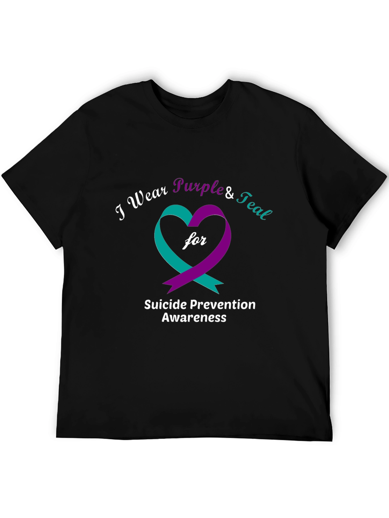 Suicide Prevention Awareness Purple & Teal Heart T-Shirt