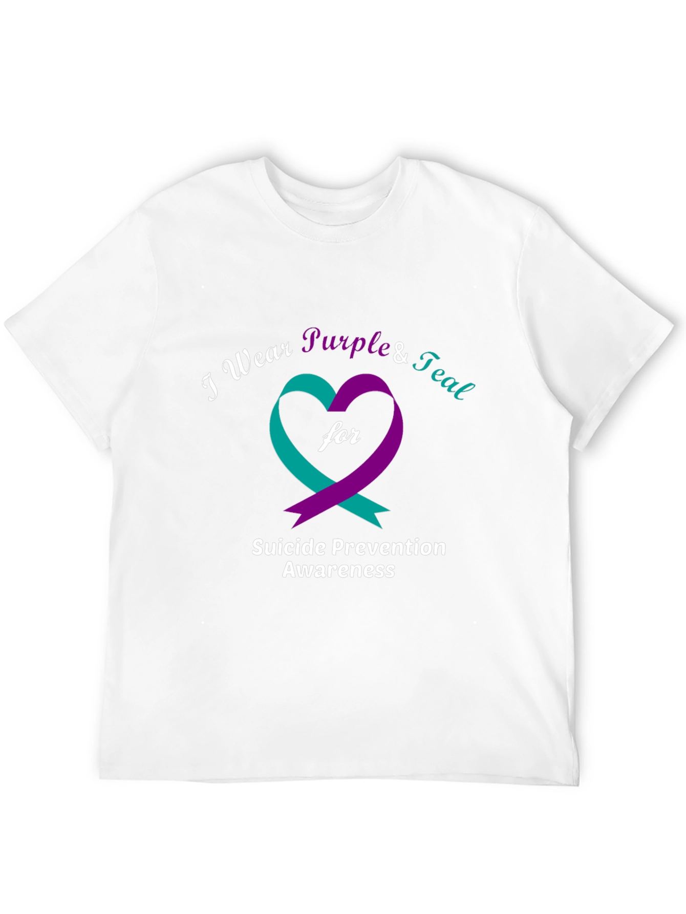 Suicide Prevention Awareness Purple & Teal Heart T-Shirt