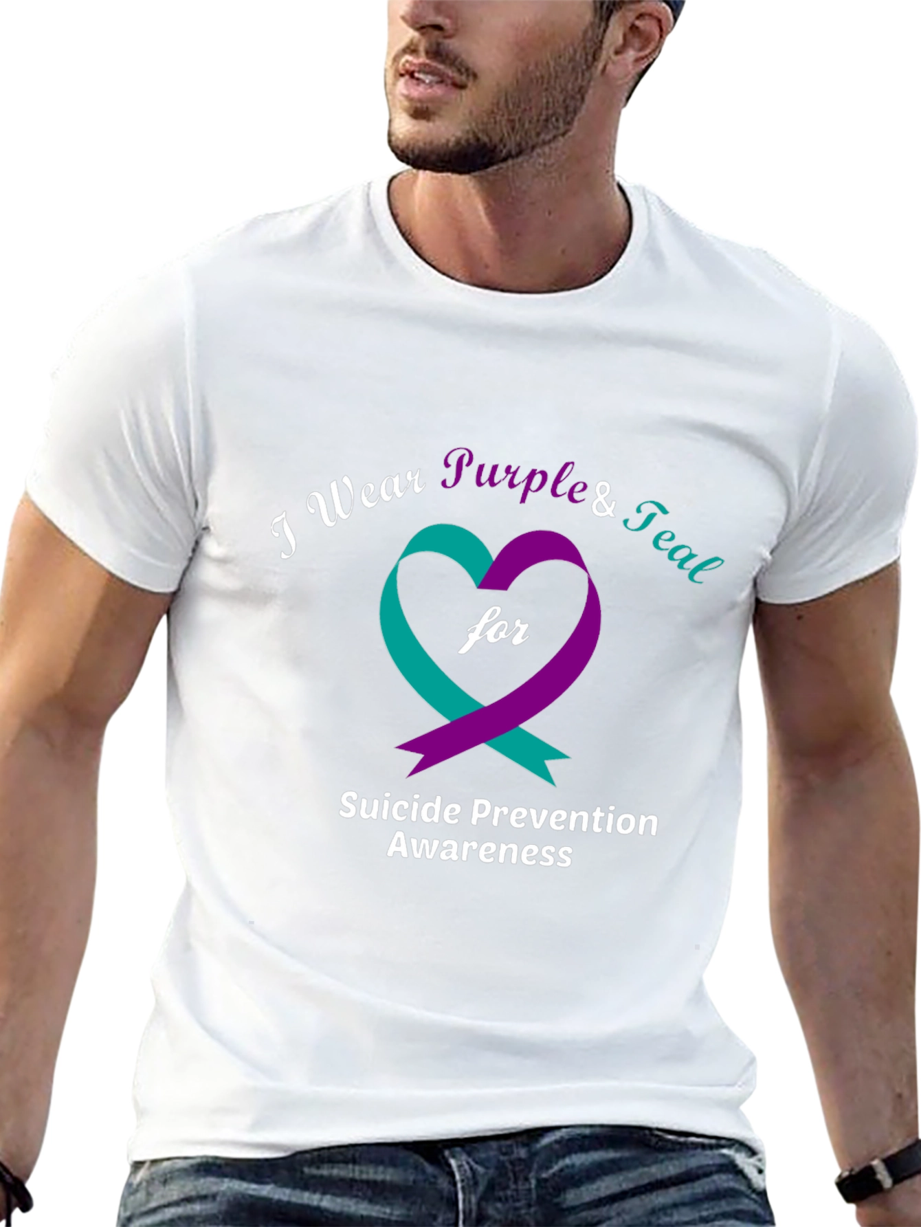 Suicide Prevention Awareness Purple & Teal Heart T-Shirt