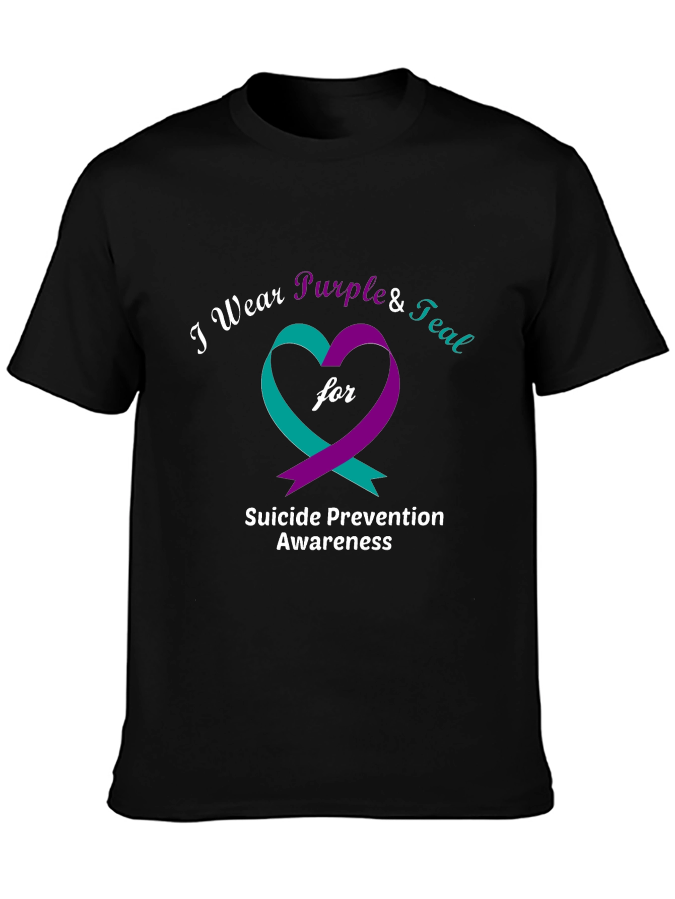 Suicide Prevention Awareness Purple & Teal Heart T-Shirt