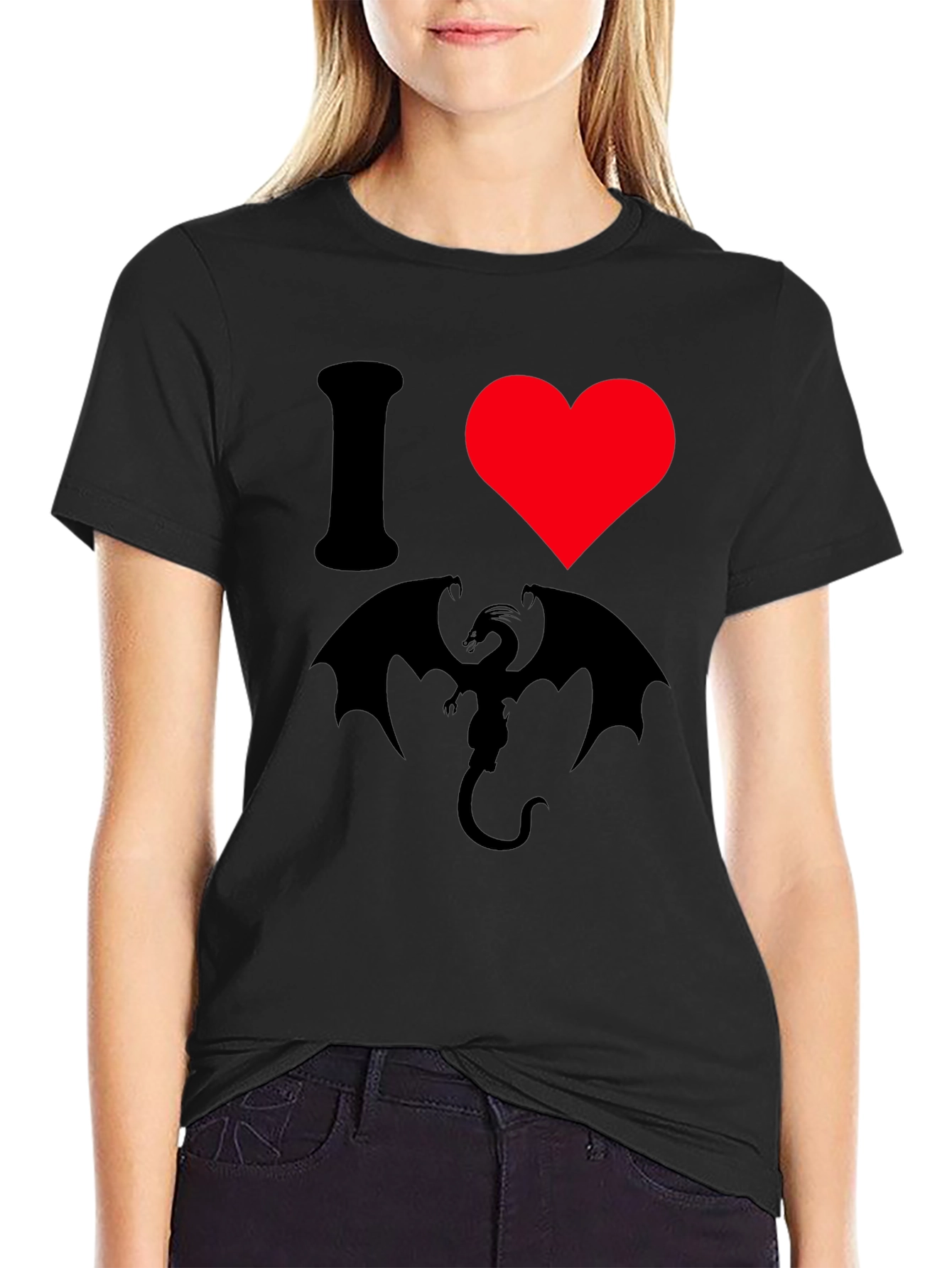 I Heart Dragon Black Graphic Tee