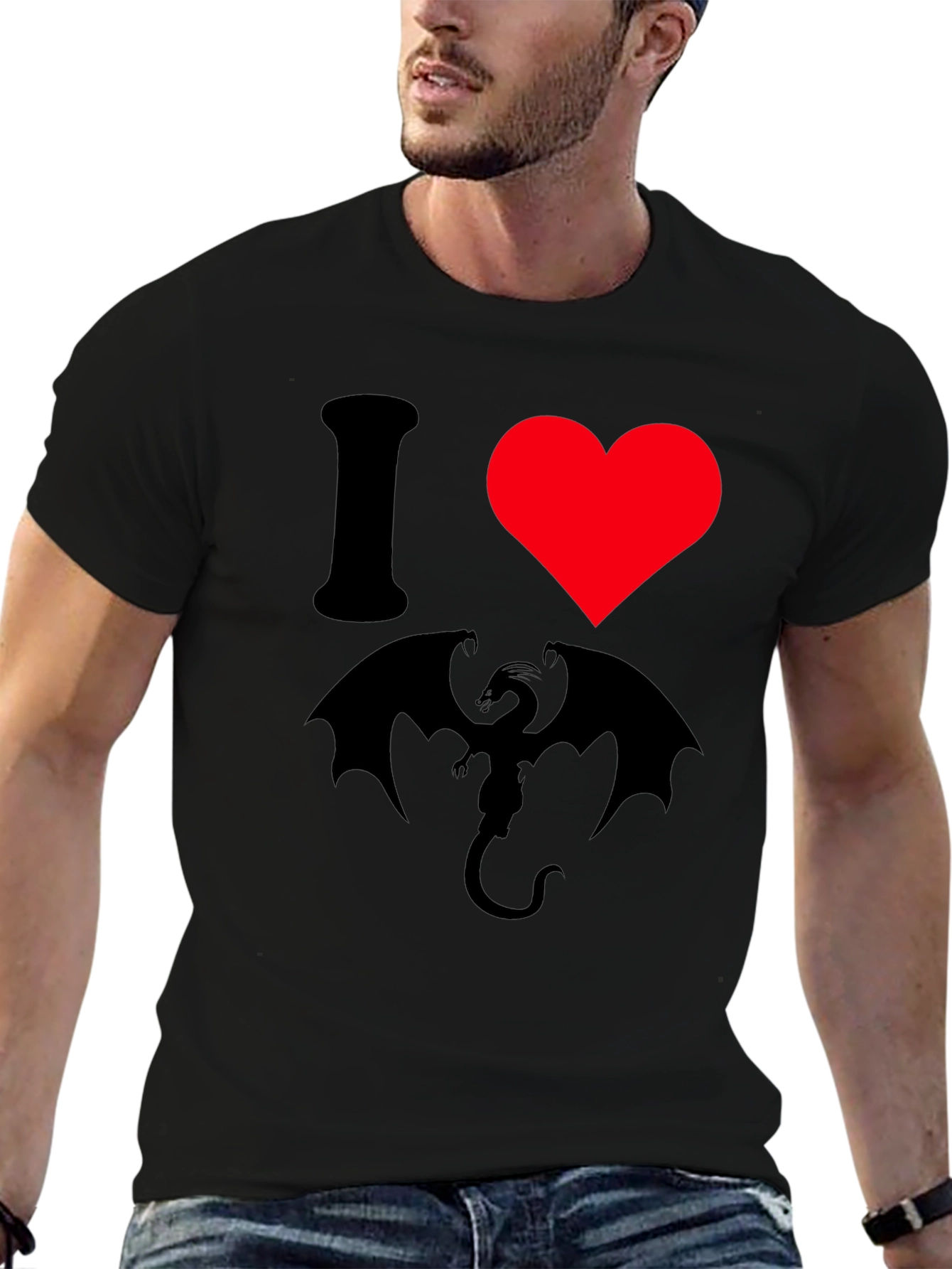 I Heart Dragon Black Graphic Tee