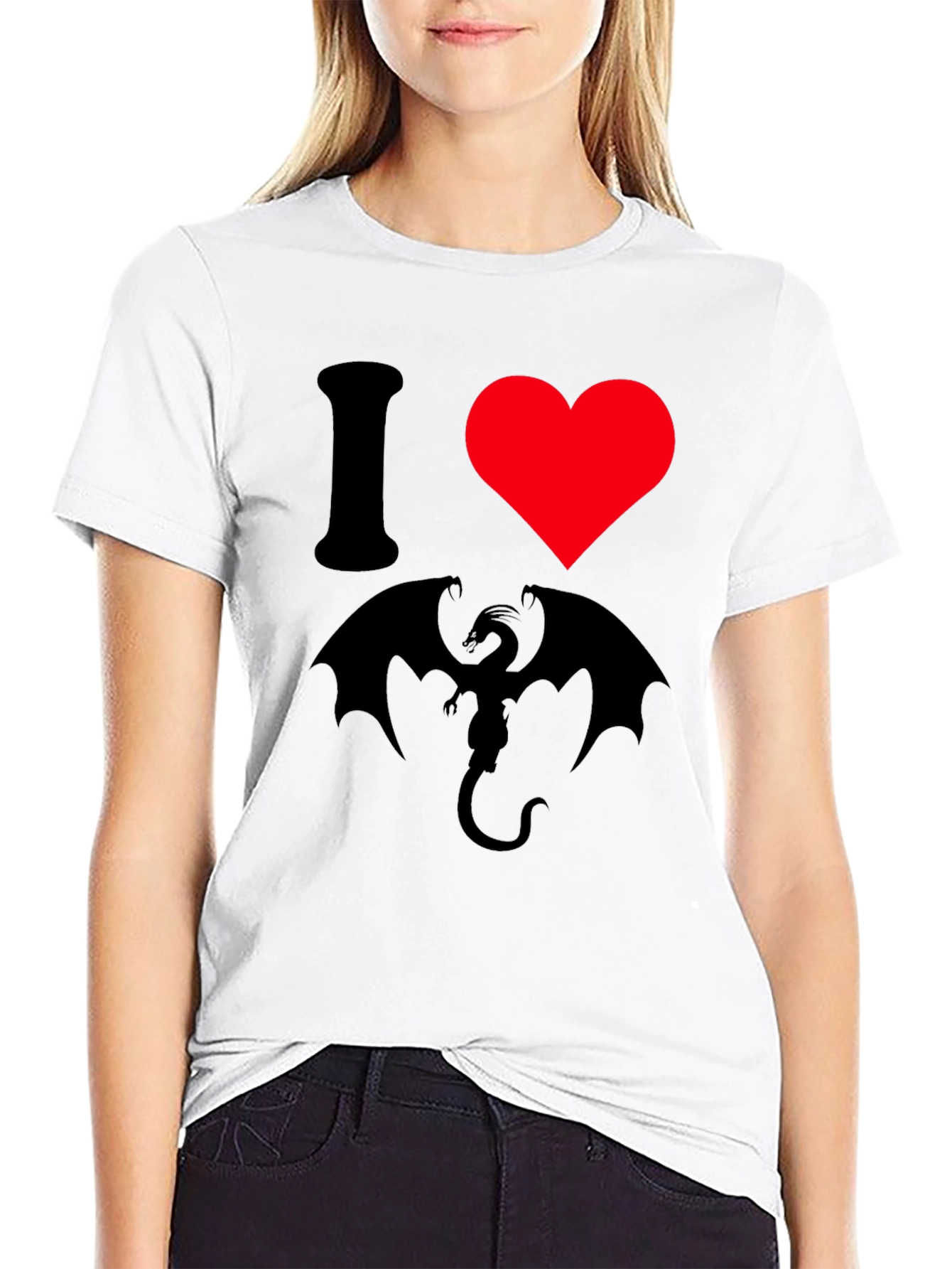 I Heart Dragon Black Graphic Tee