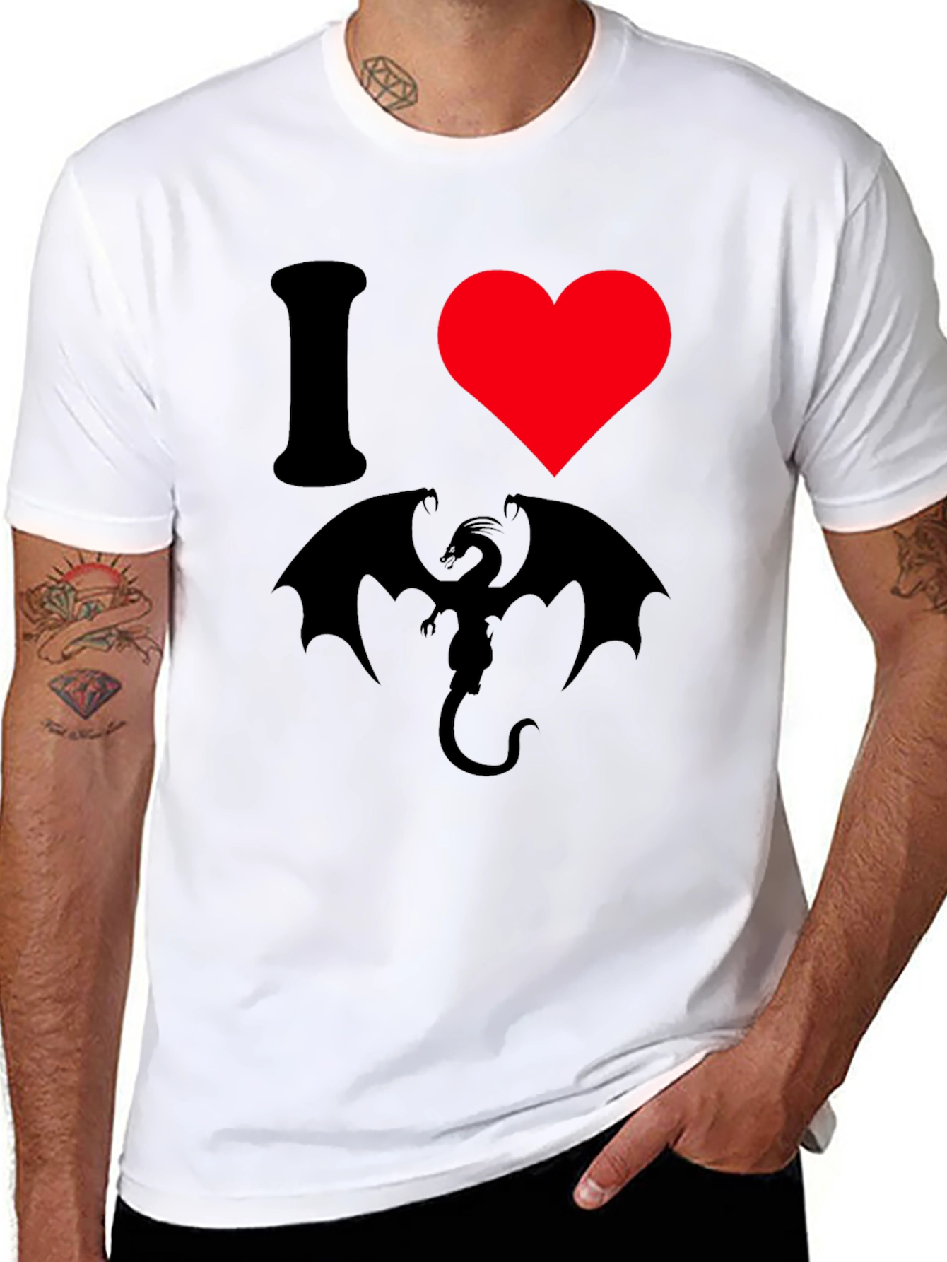I Heart Dragon Black Graphic Tee