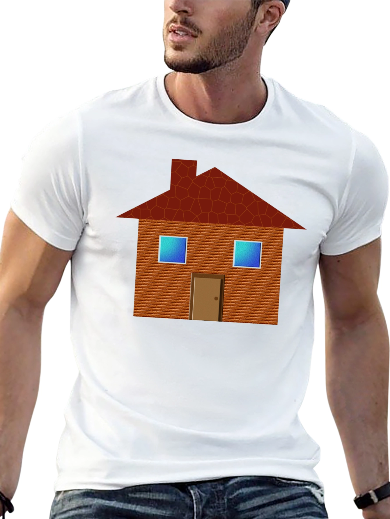 House Graphic Tee - Black Cotton T-Shirt