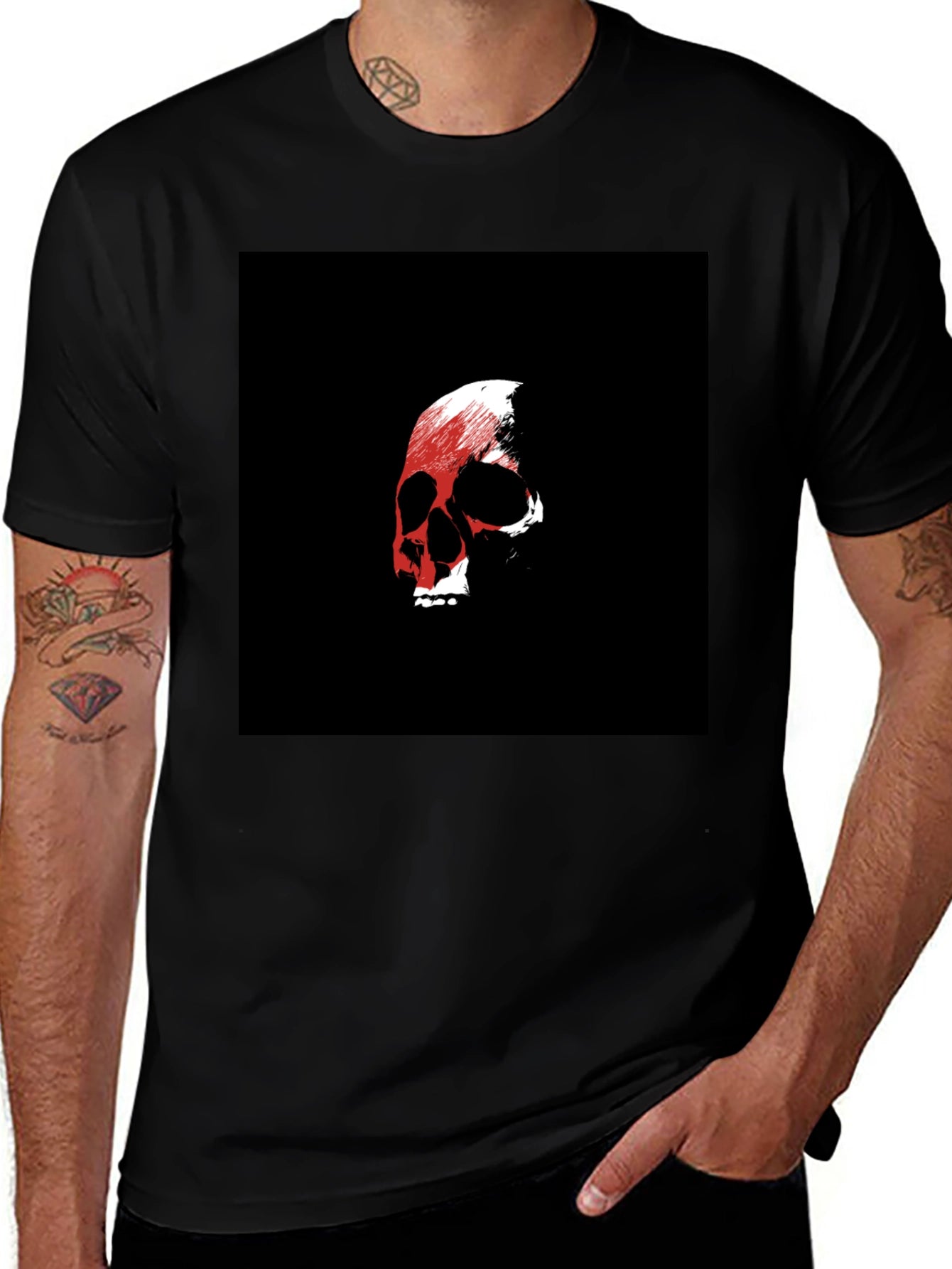 Skull Graphic Black Tee - Edgy Style