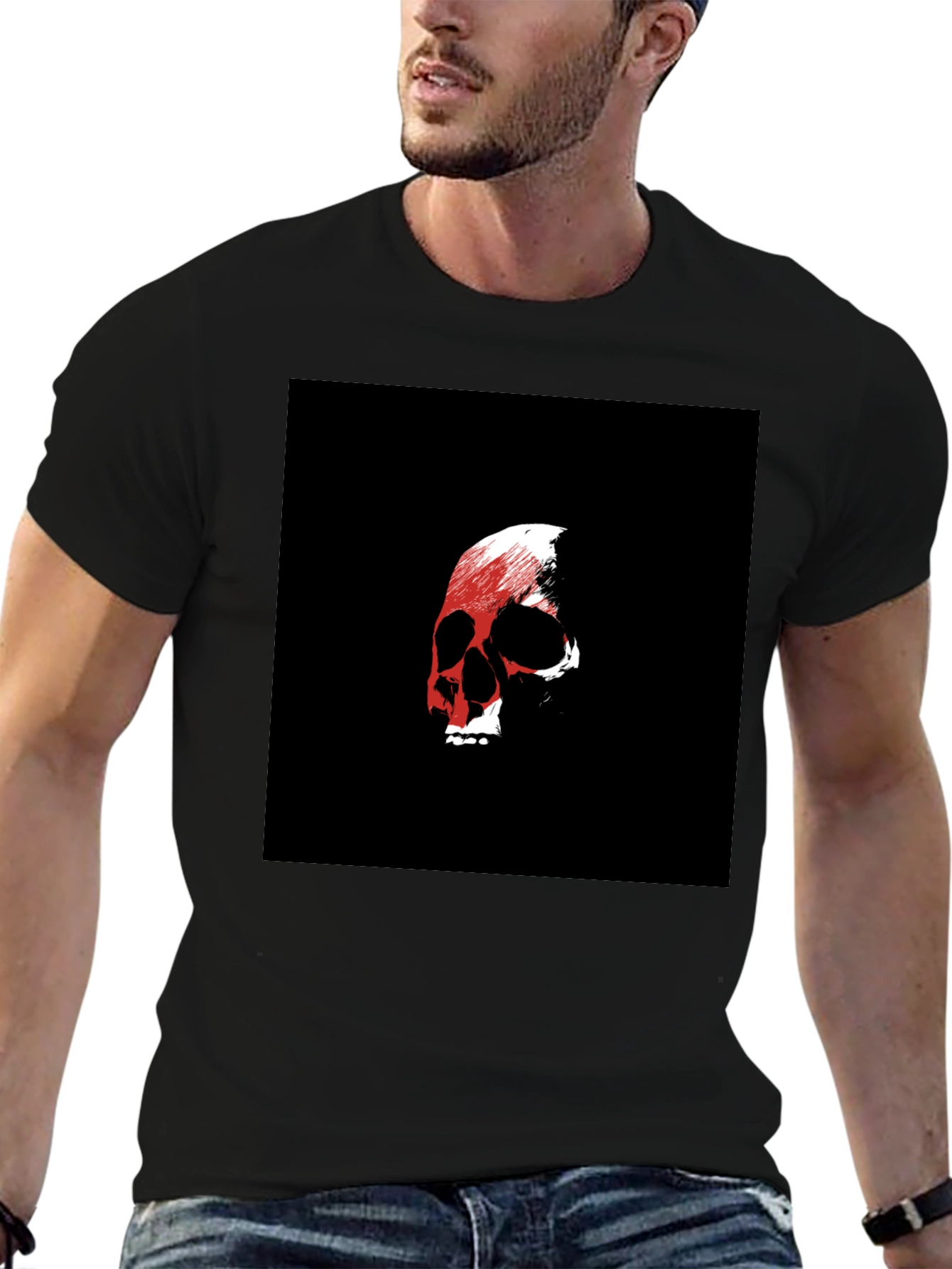 Skull Graphic Black Tee - Edgy Style