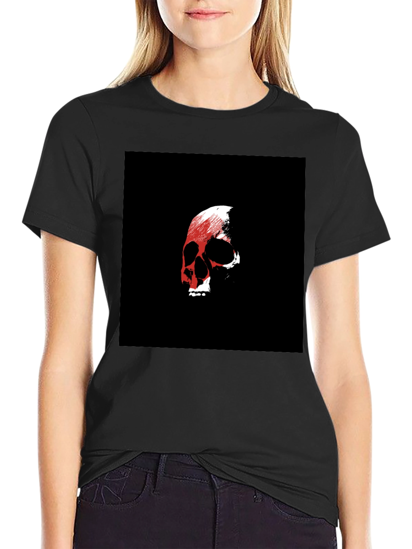 Skull Graphic Black Tee - Edgy Style