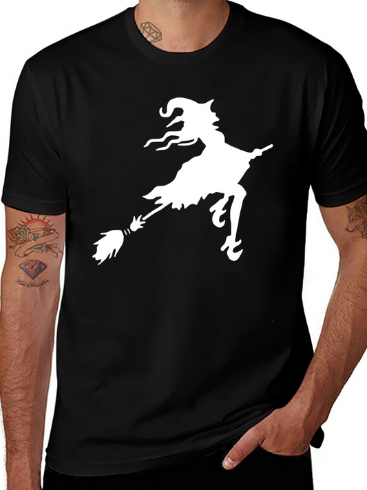 Witch on Broomstick Graphic Black Tee