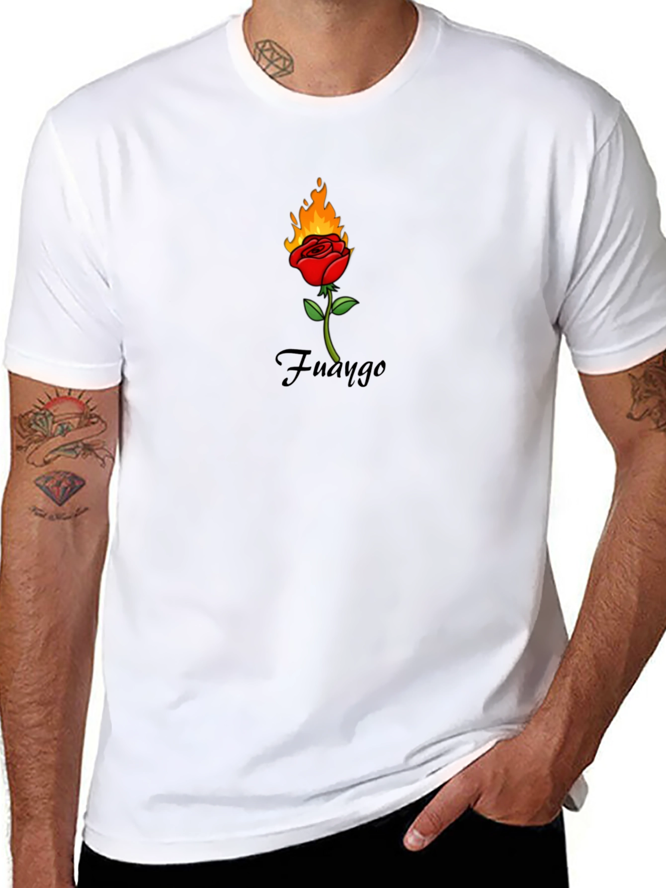 Fiery Rose Graphic Tee - Trendy Black T-Shirt
