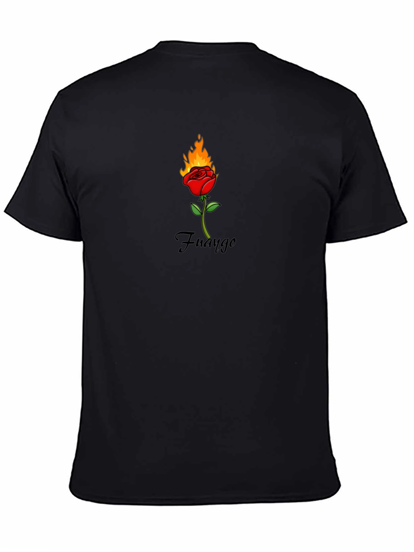 Fiery Rose Graphic Tee - Trendy Black T-Shirt