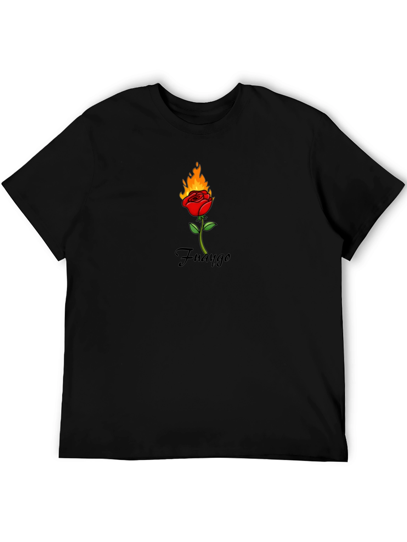 Fiery Rose Graphic Tee - Trendy Black T-Shirt
