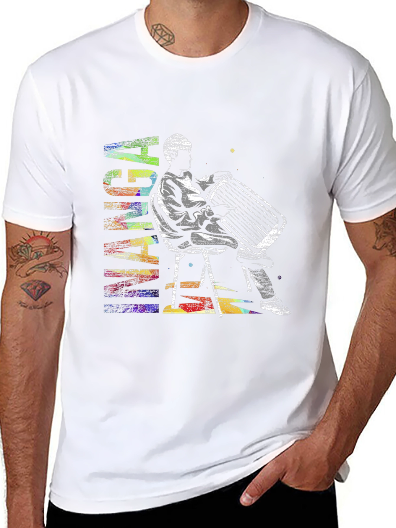Abstract Accordion Player Graphic T-Shirt
