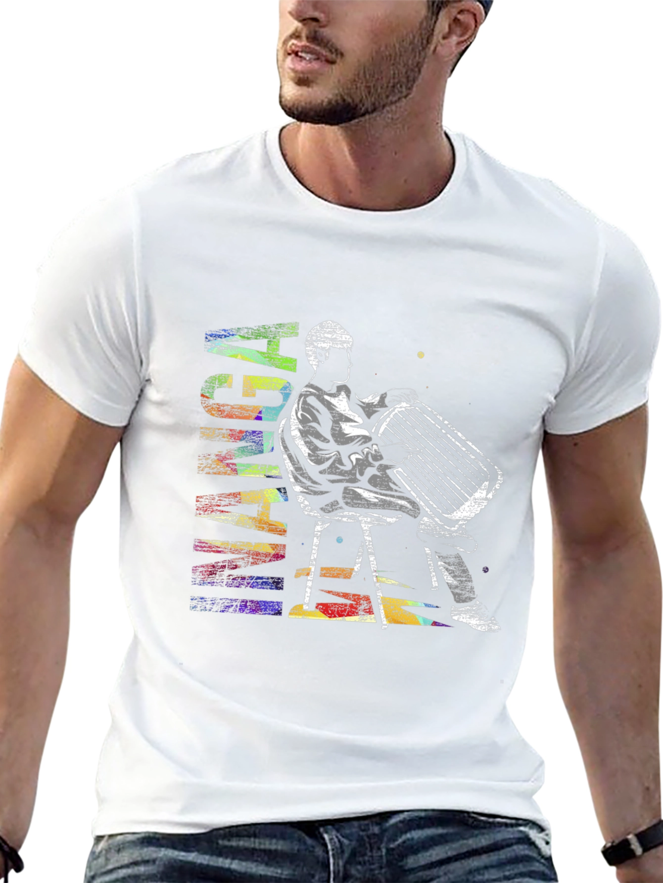 Abstract Accordion Player Graphic T-Shirt