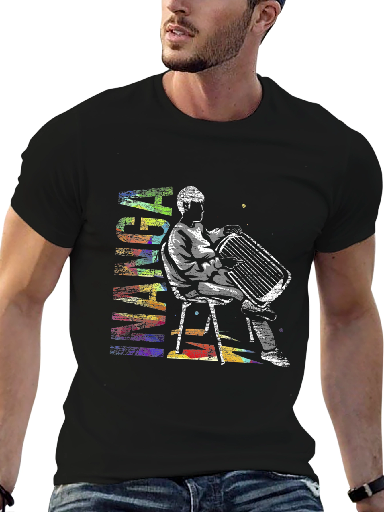 Abstract Accordion Player Graphic T-Shirt
