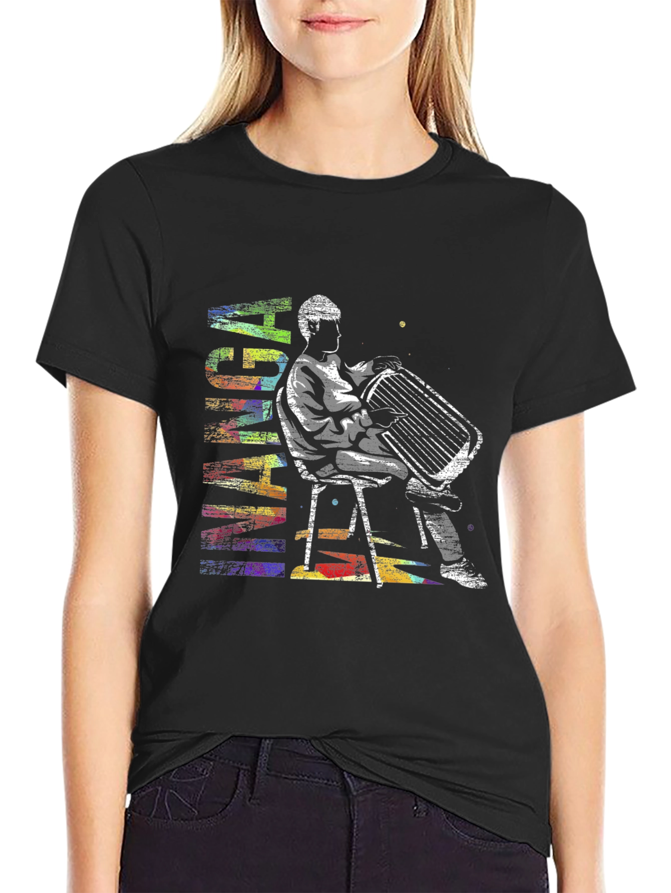 Abstract Accordion Player Graphic T-Shirt