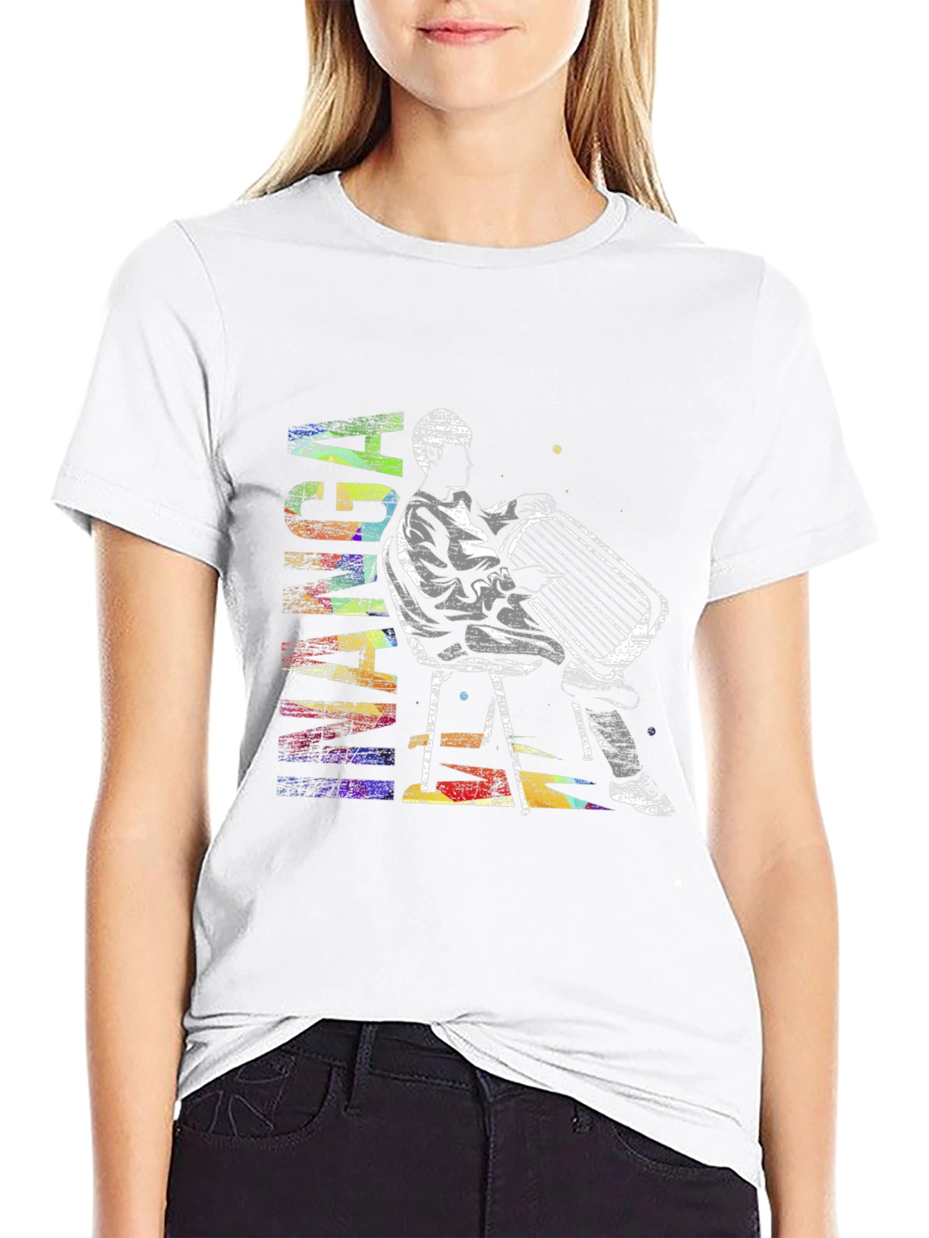 Abstract Accordion Player Graphic T-Shirt