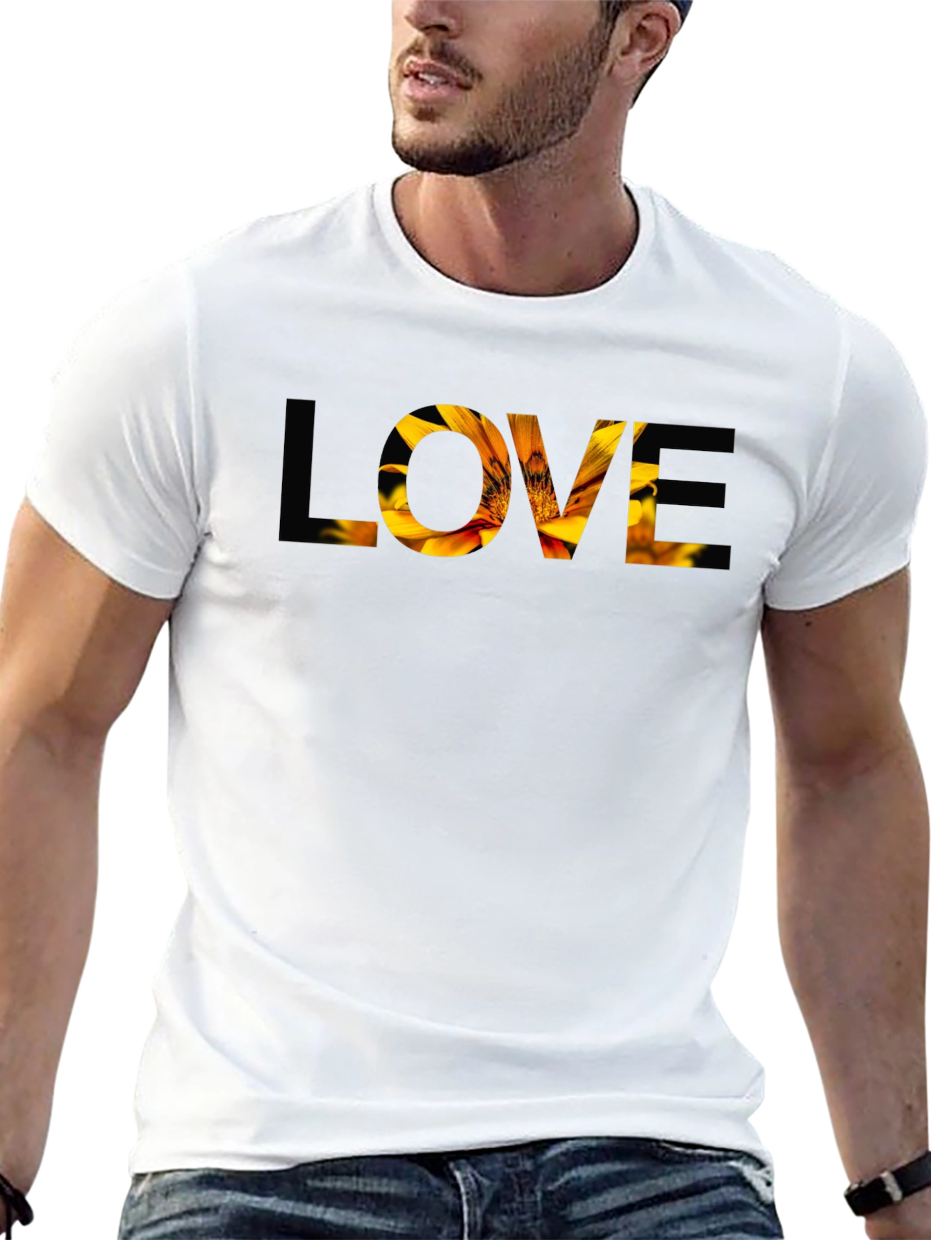 Floral LOVE Graphic T-Shirt - Stylish Mens Tee