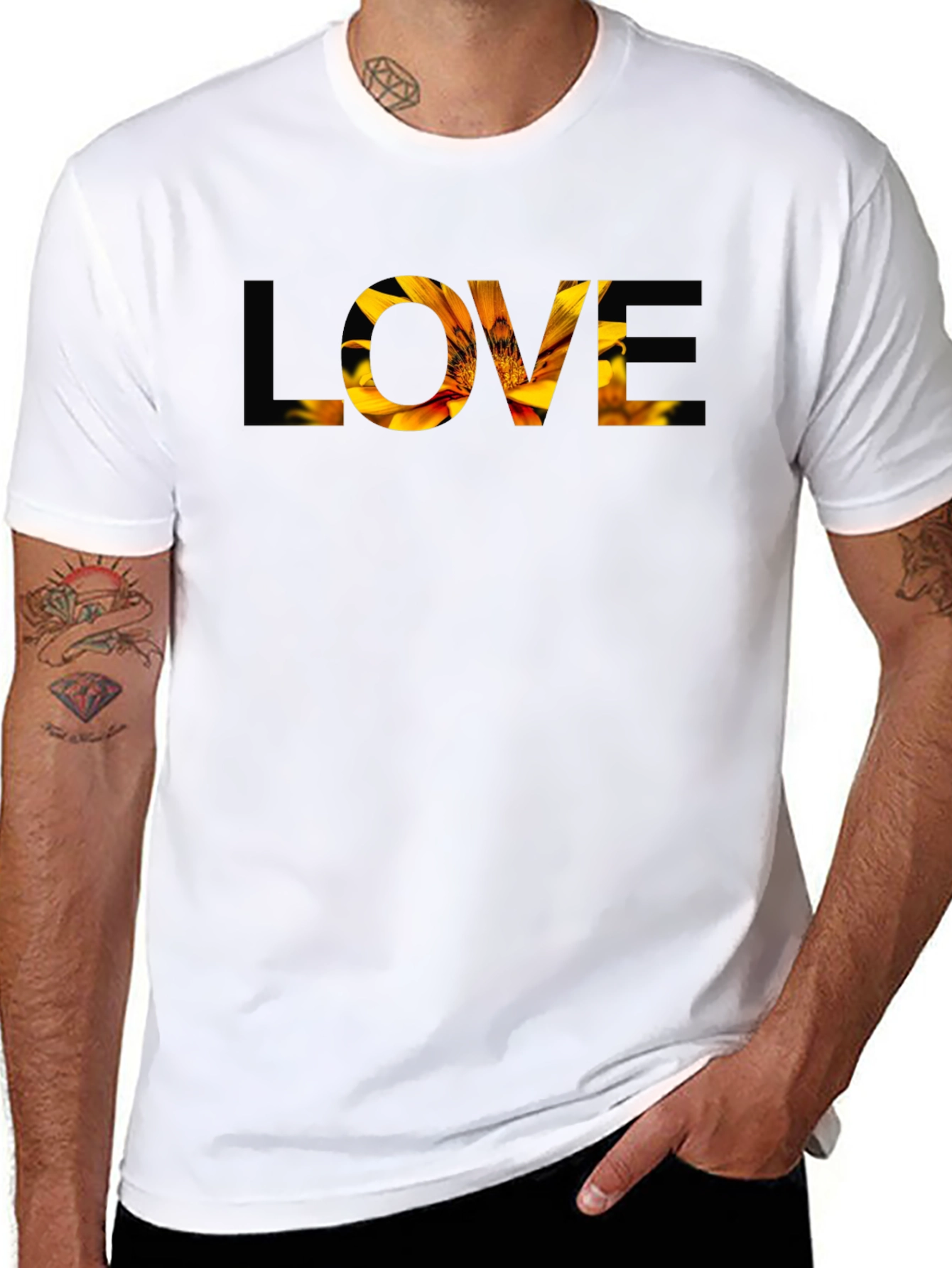 Floral LOVE Graphic T-Shirt - Stylish Mens Tee