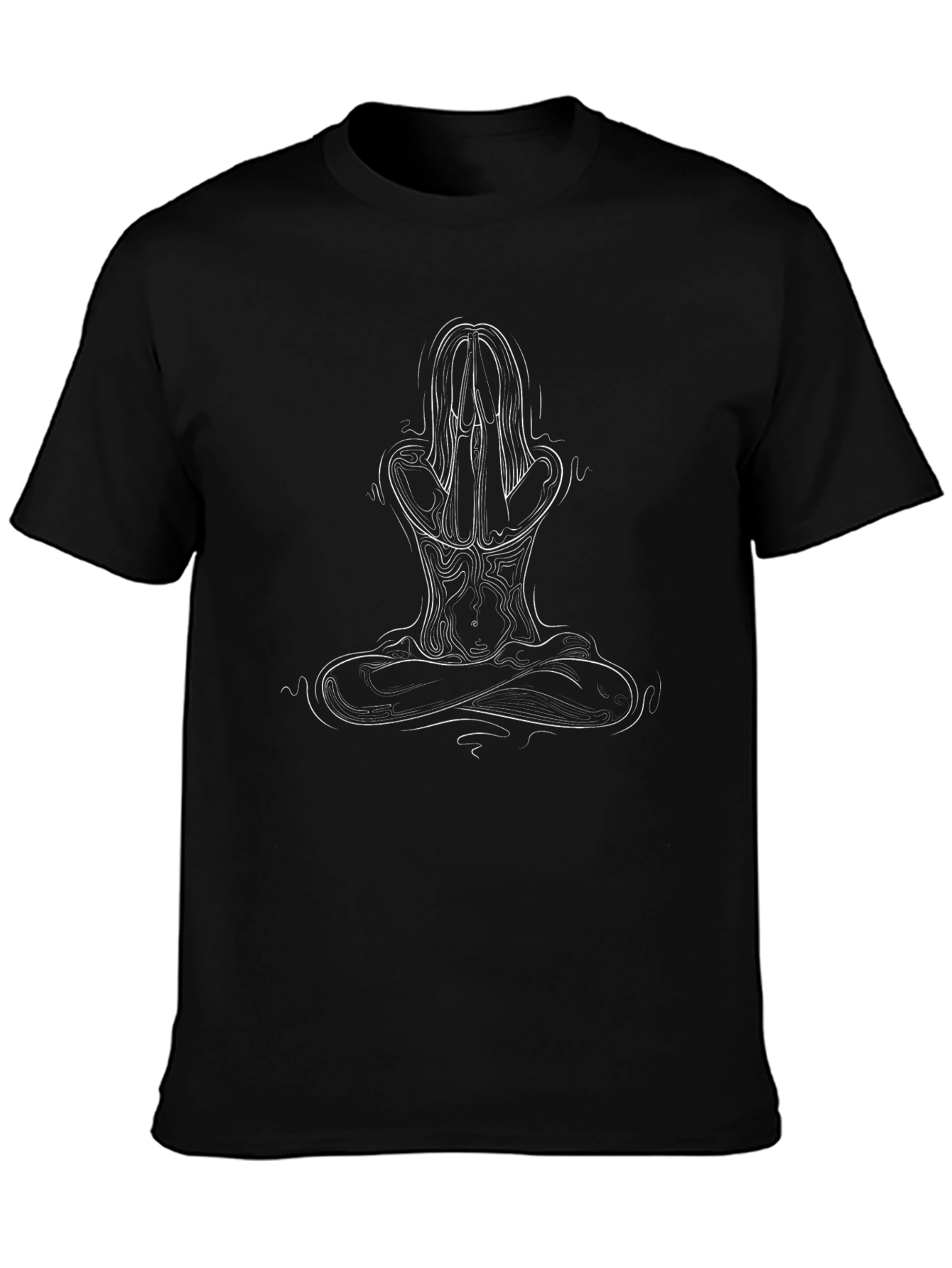 Meditative Pose Graphic T-Shirt - Black
