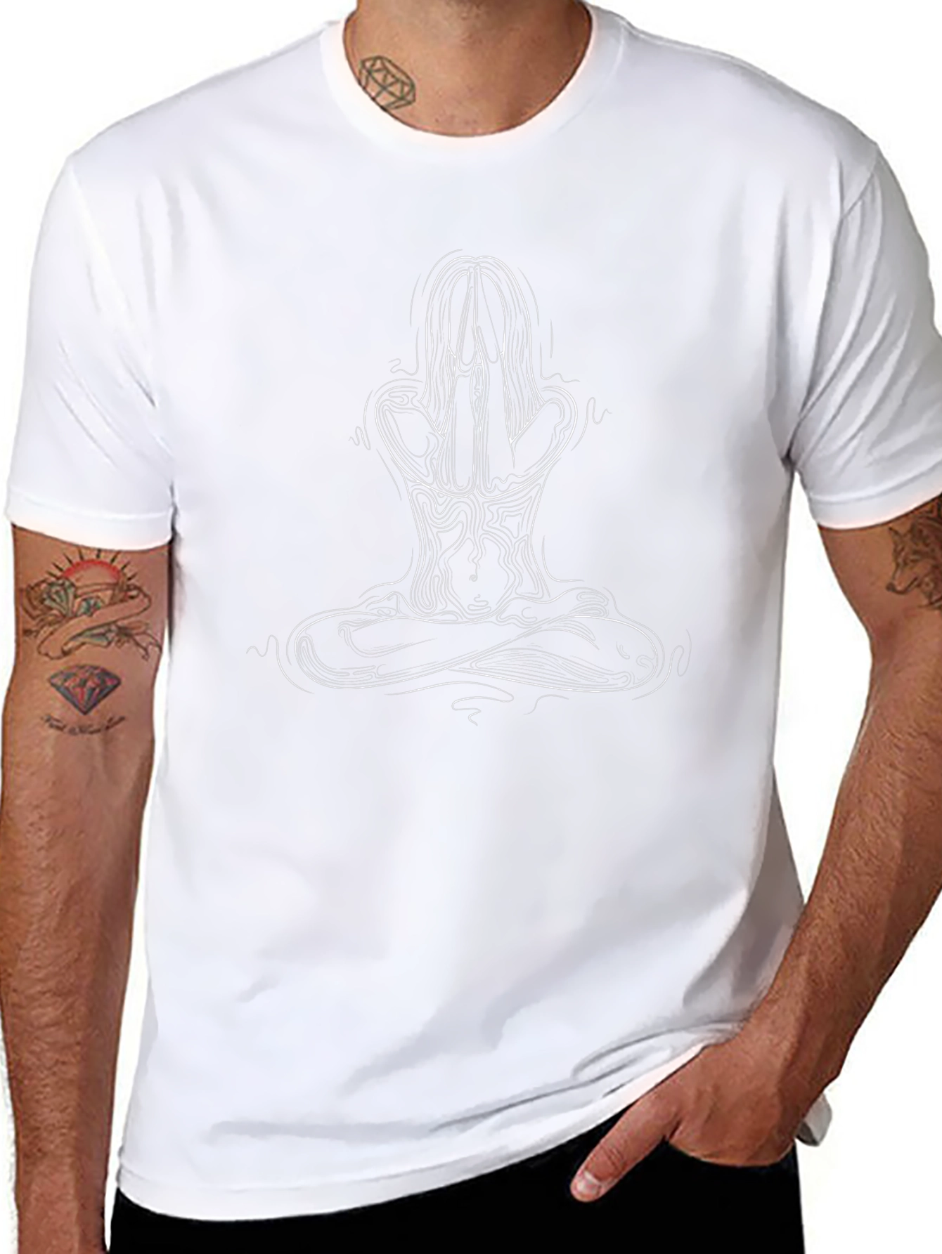 Meditative Pose Graphic T-Shirt - Black