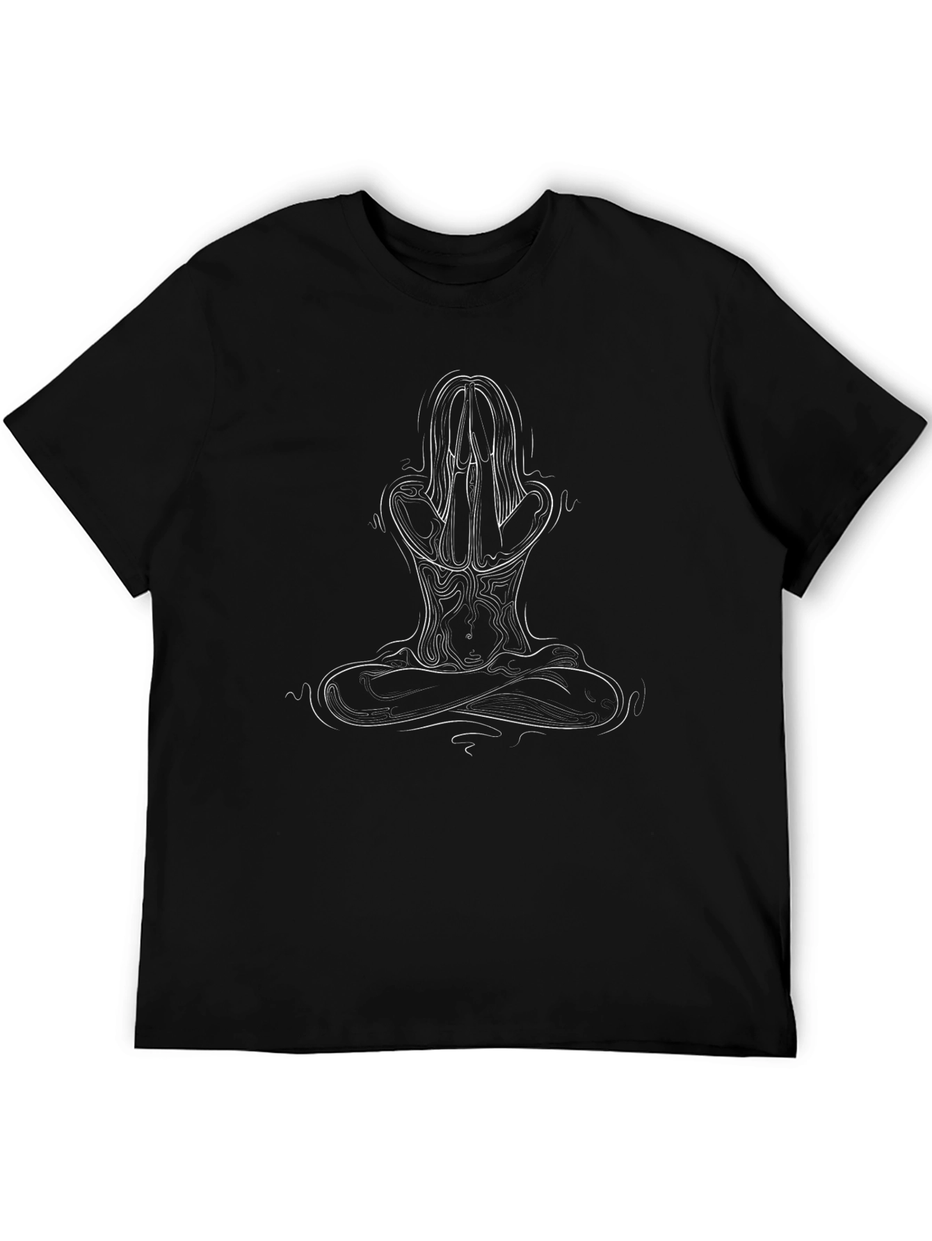 Meditative Pose Graphic T-Shirt - Black
