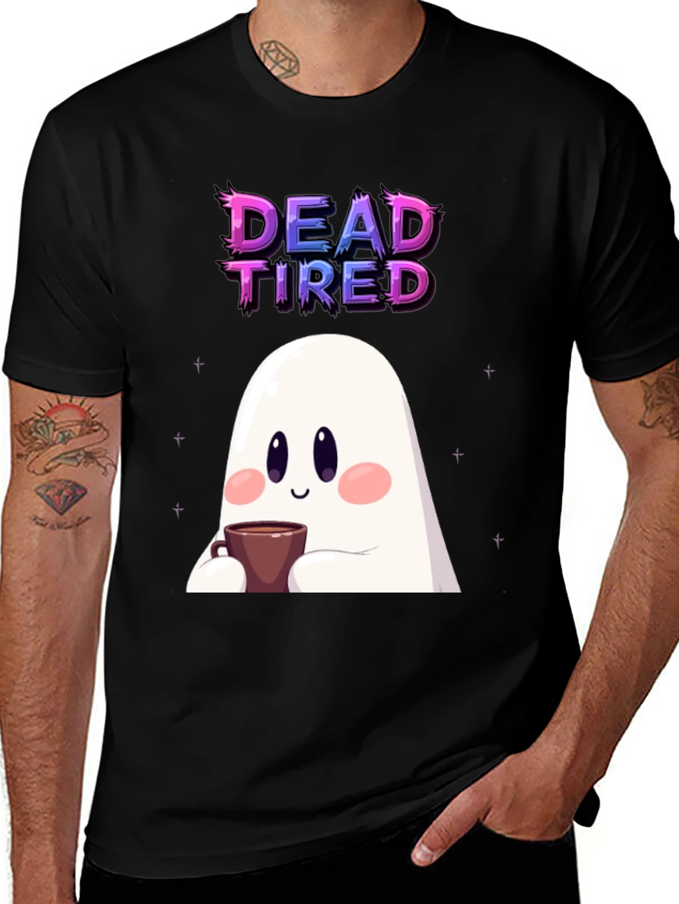 Dead Tired Ghost T-Shirt - Coffee Lover Tee