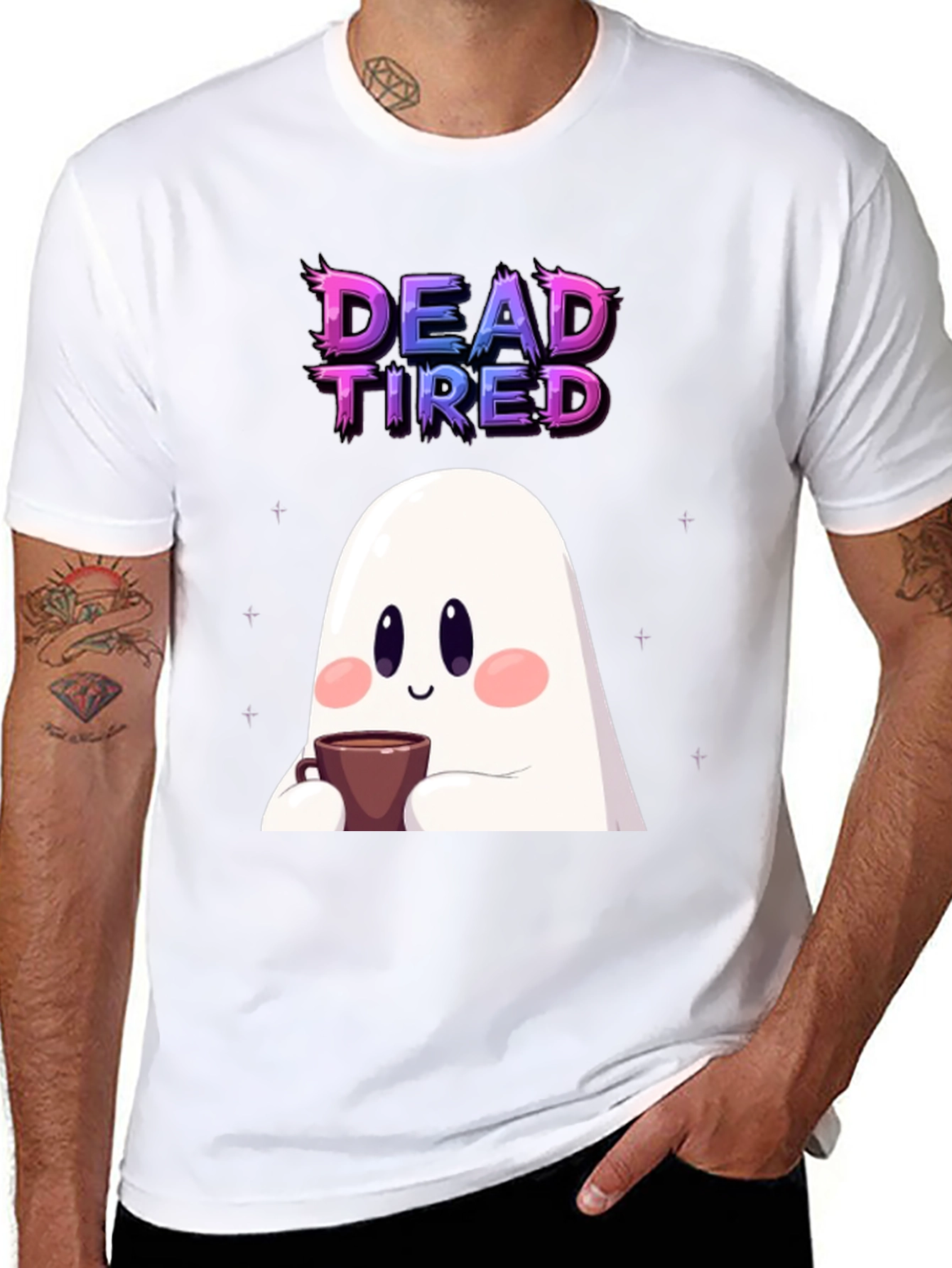 Dead Tired Ghost T-Shirt - Coffee Lover Tee