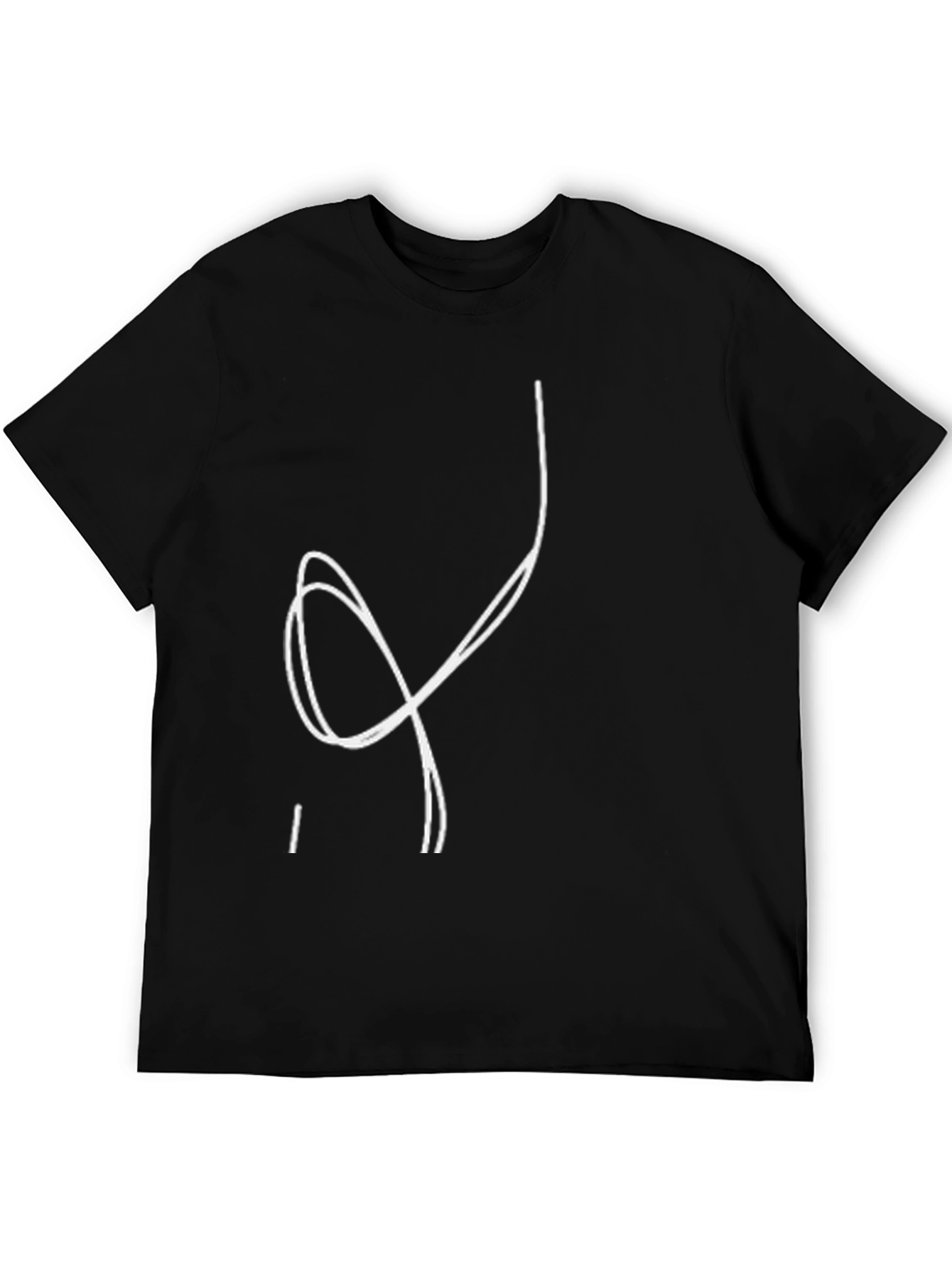 Abstract Line Art Graphic T-Shirt - Black