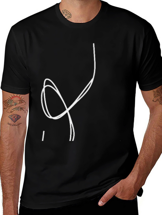 Abstract Line Art Graphic T-Shirt - Black