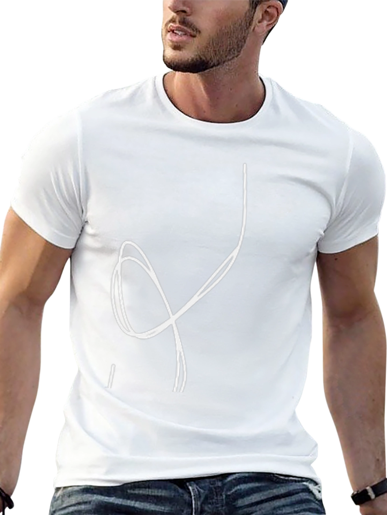 Abstract Line Art Graphic T-Shirt - Black