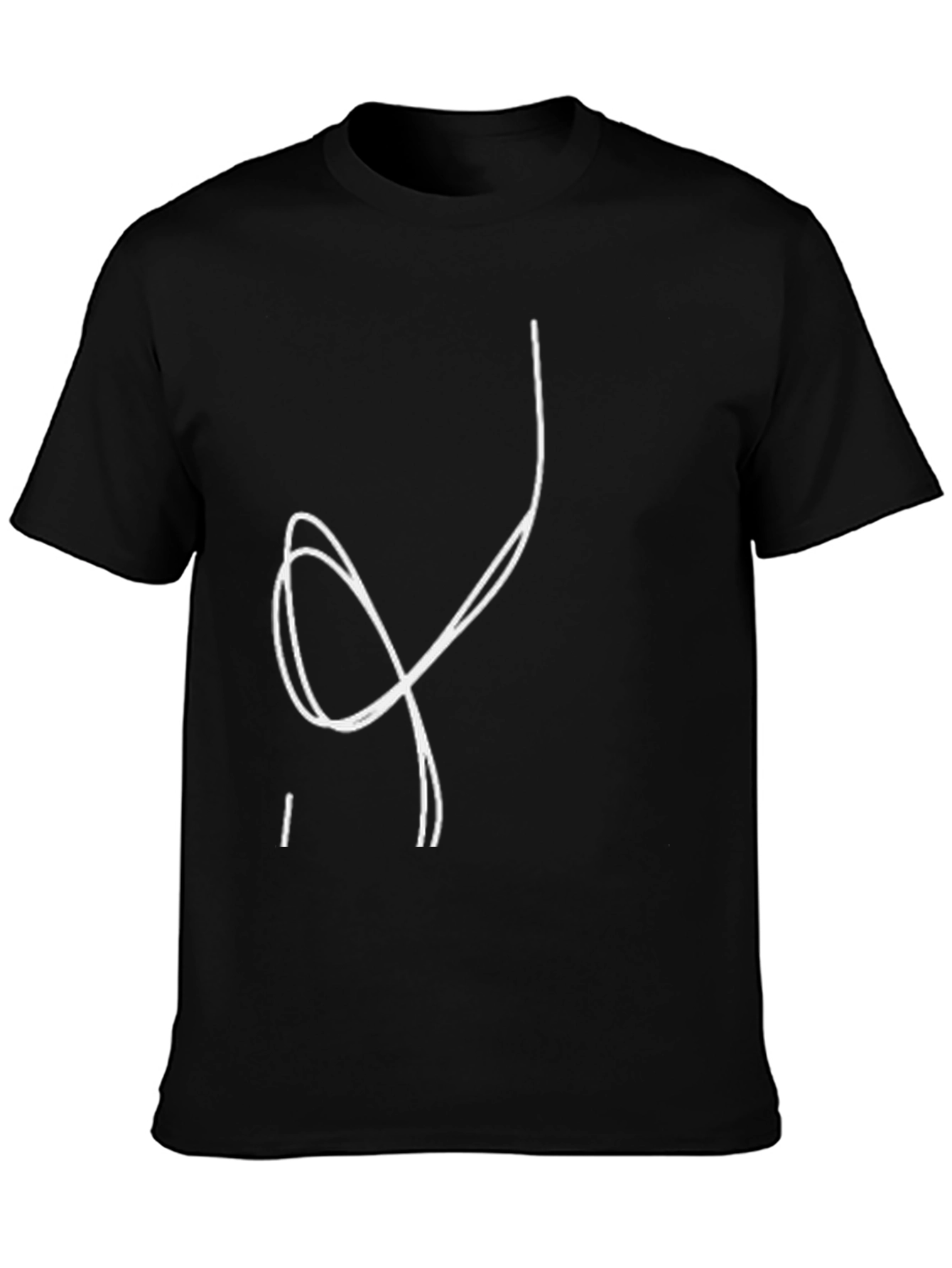 Abstract Line Art Graphic T-Shirt - Black